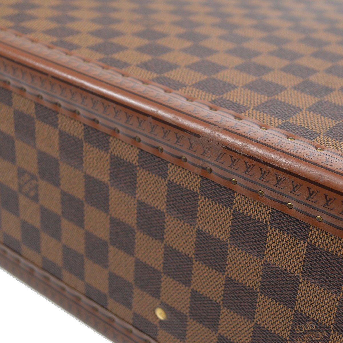 Brown LOUIS VUITTON Damier Canvas Gold Leather Trunk Travel Case For Sale