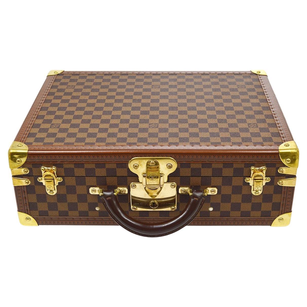 LOUIS VUITTON Damier Canvas Gold Leather Trunk Travel Case