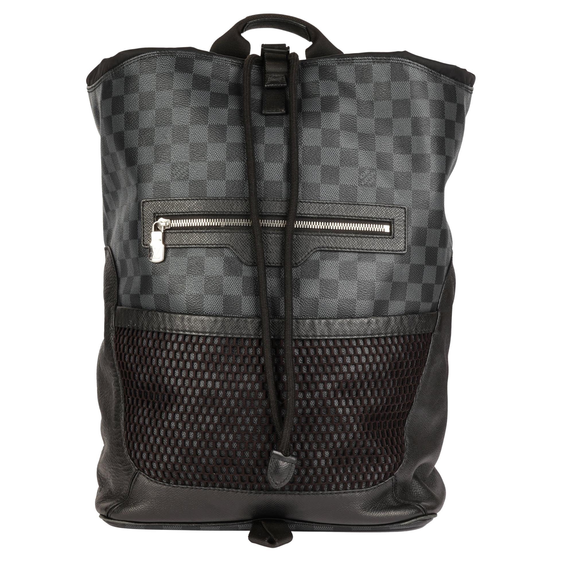 LOUIS VUITTON Damier Cobalt Coated Canvas, Black Calfskin Leather and Black  Nylon For Sale at 1stDibs