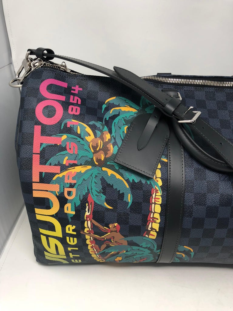 Louis Vuitton Keepall Bandouliere 55 Damier Cobalt Jungle Weekend Travel Bag