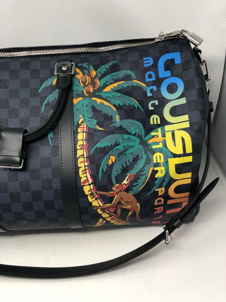 Louis Vuitton Keepall Bandouliere 55 Damier Cobalt Jungle Weekend Travel Bag