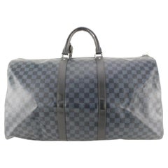 Louis Vuitton Damier Cobalt Keepall Bandouliere 55 Duffle with Strap 79lz629s