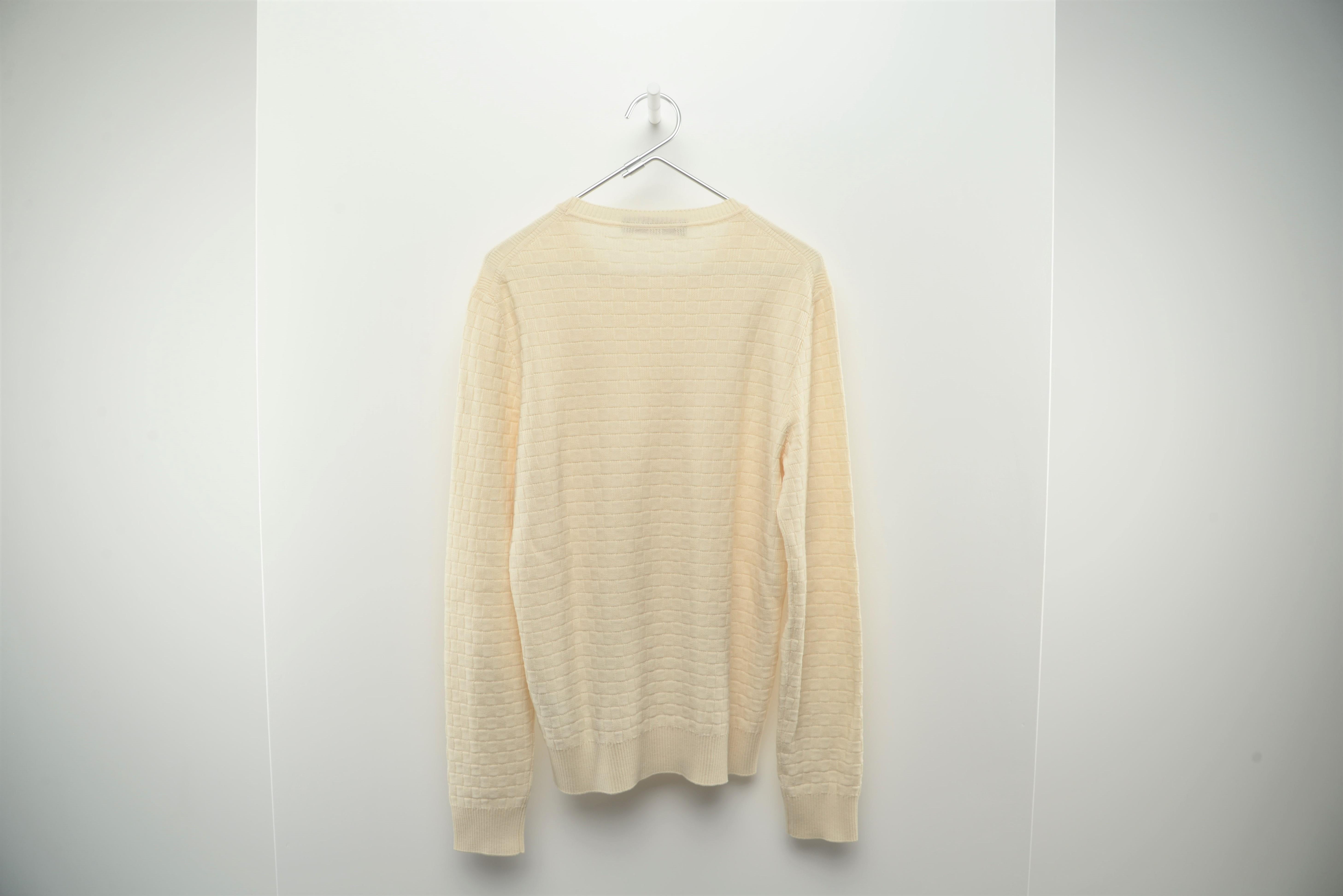 Women's or Men's Louis Vuitton Damier Crew Neck White Sweater Size S/M 1A5VNL RARE For Sale