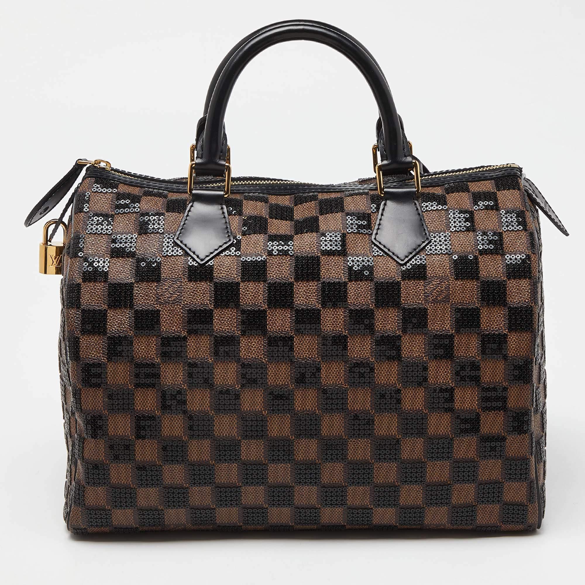 Bolso Louis Vuitton Damier Ebene y Lentejuelas Paillettes Edición Limitada Speedy 30 Negro