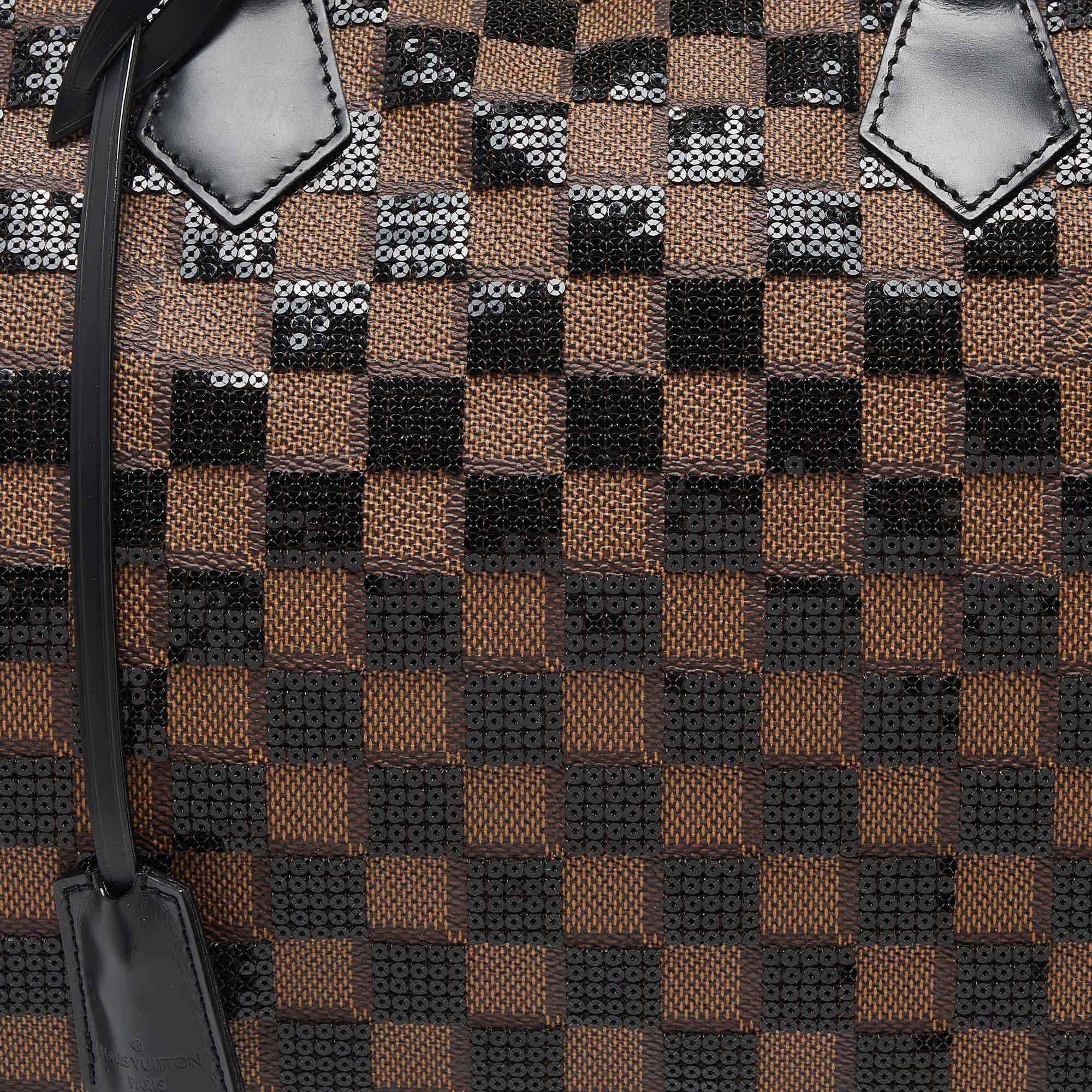 Bolso Louis Vuitton Damier Ebene y Lentejuelas Paillettes Edición Limitada Speedy 30 en Bueno Estado en Dubai, Al Qouz 2