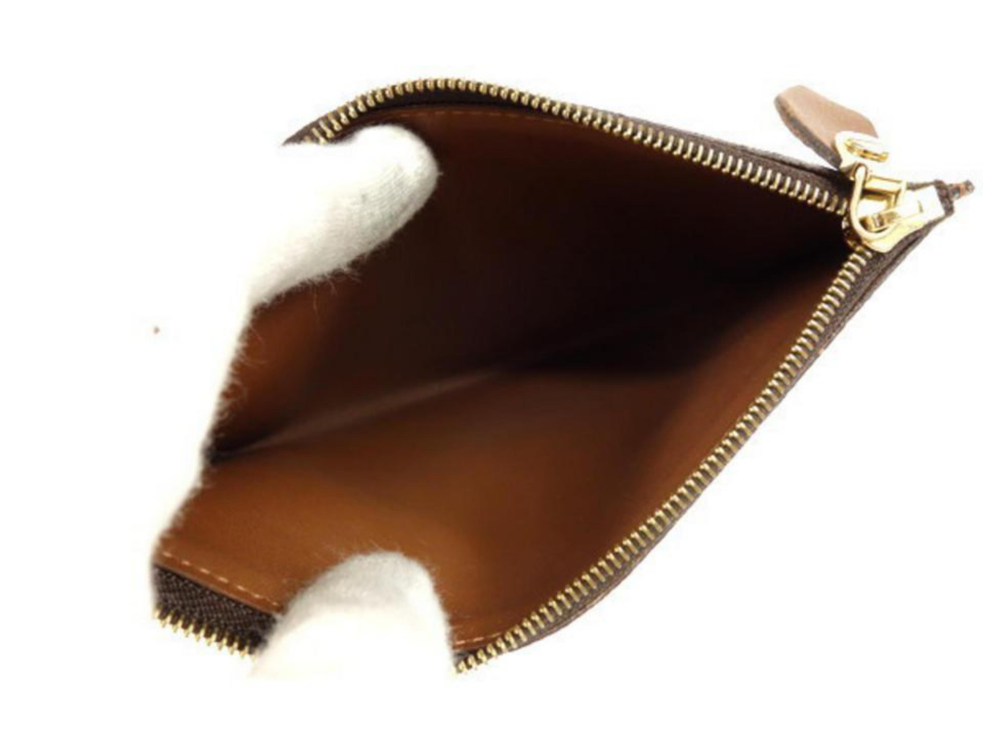 Women's Louis Vuitton Damier Ebene Ascot Wallet 231368 Brown Coated Canvas Clutch  For Sale