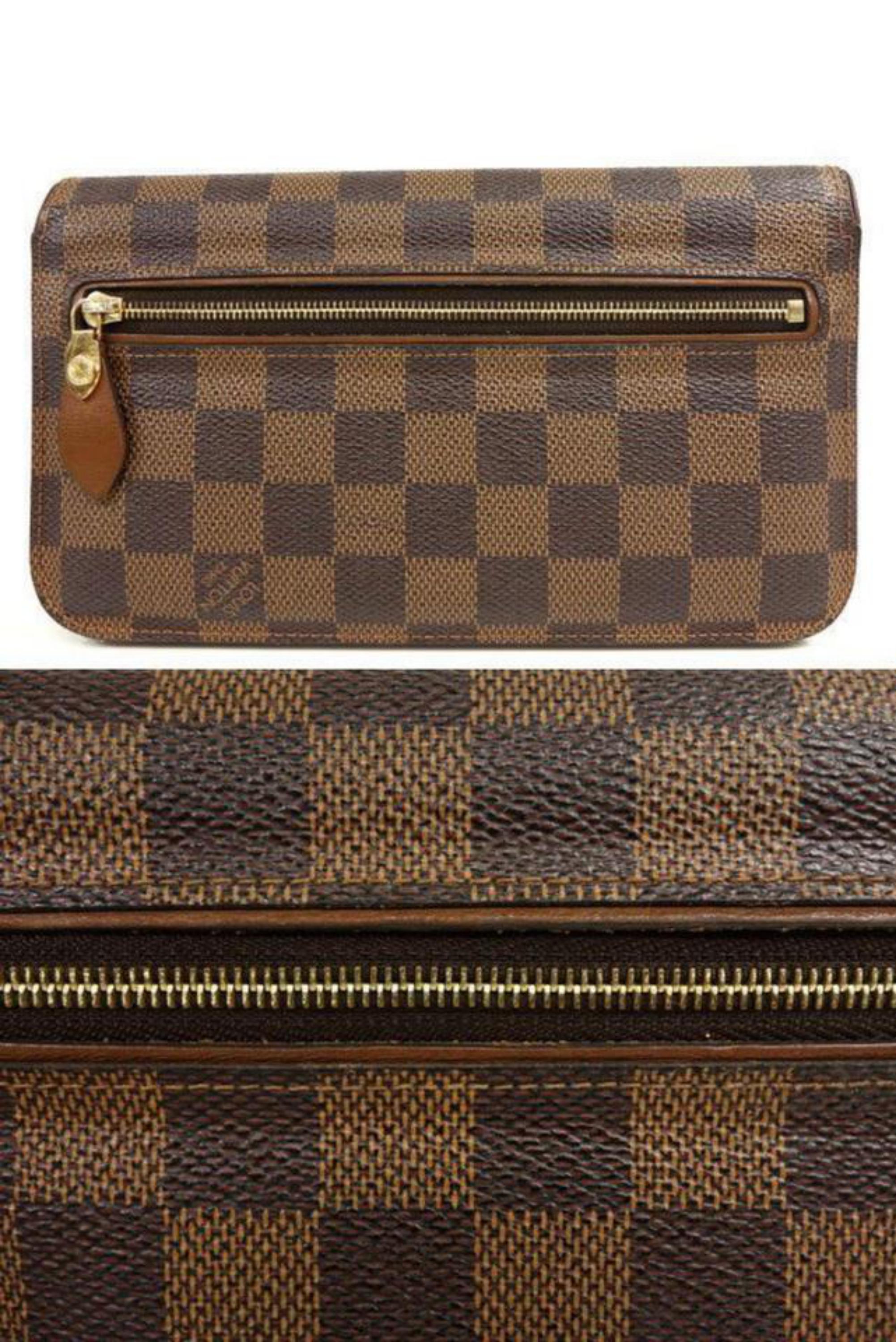 Louis Vuitton Damier Ebene Ascot Wallet 231368 Brown Coated Canvas Clutch  For Sale 1