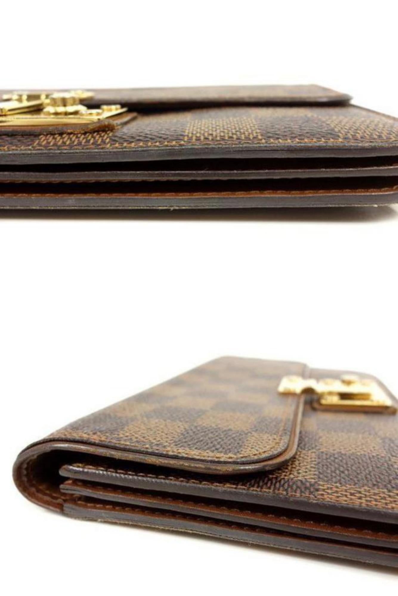 Louis Vuitton Damier Ebene Ascot Wallet 231368 Brown Coated Canvas Clutch  For Sale 2
