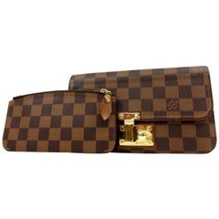 Louis Vuitton Damier Ebene Ascot Wallet 231368 Brown Coated Canvas Clutch