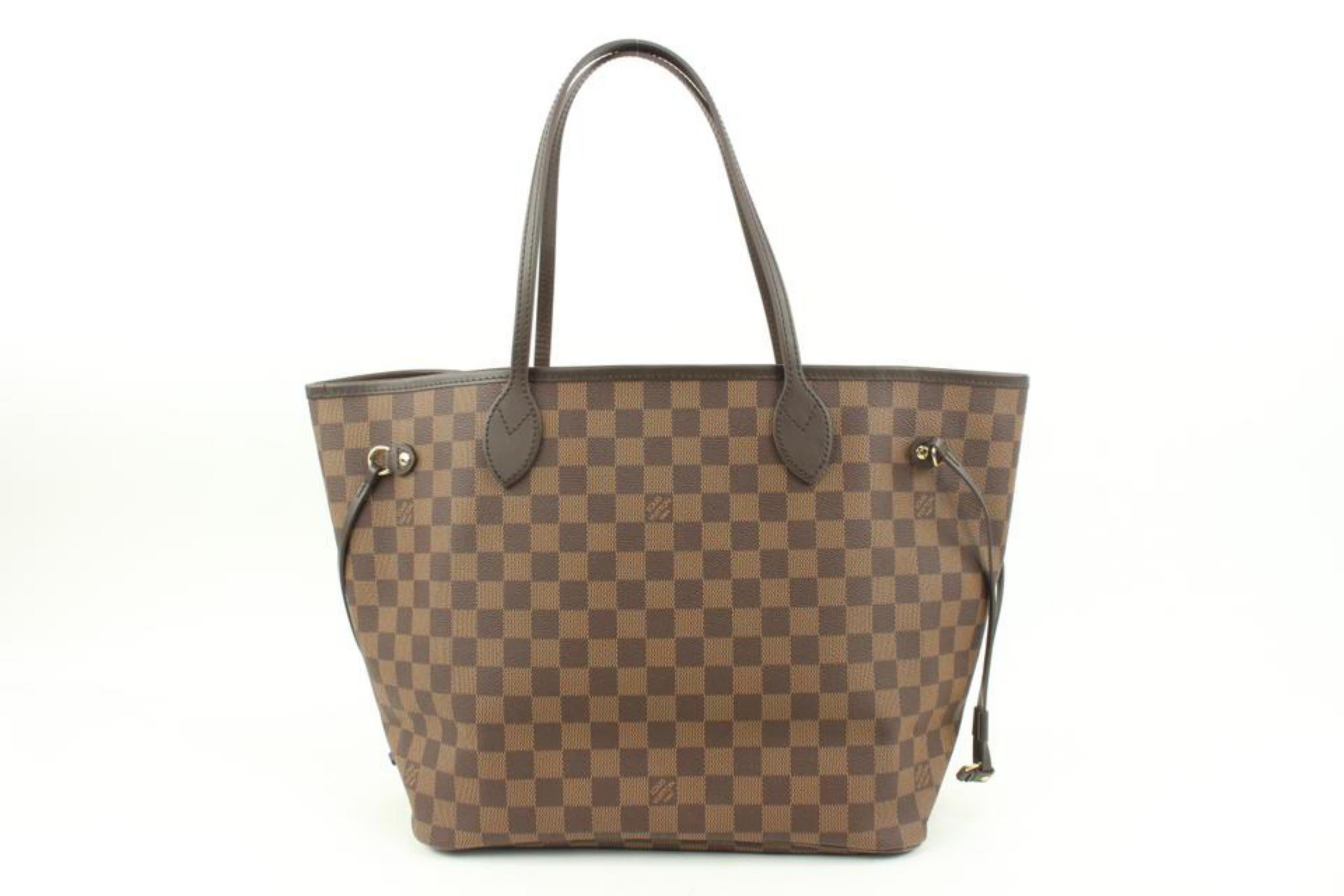 Brown Louis Vuitton Damier Ebene Ballerine Neverfull MM Tote Bag with Pouch 73lv225s For Sale