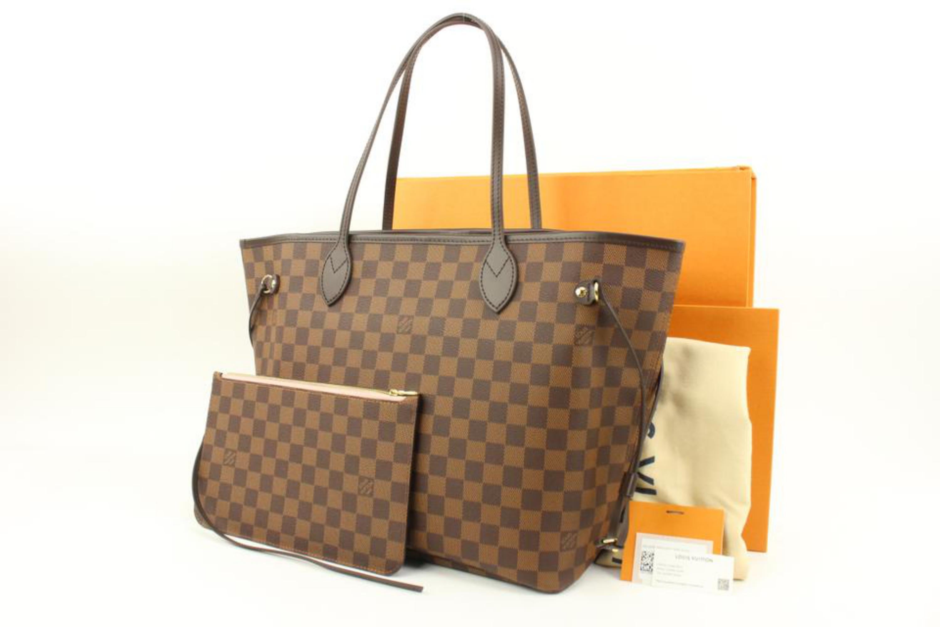 Louis Vuitton Damier Ebene Ballerine Neverfull MM Tote Bag with Pouch 73lv225s For Sale 1