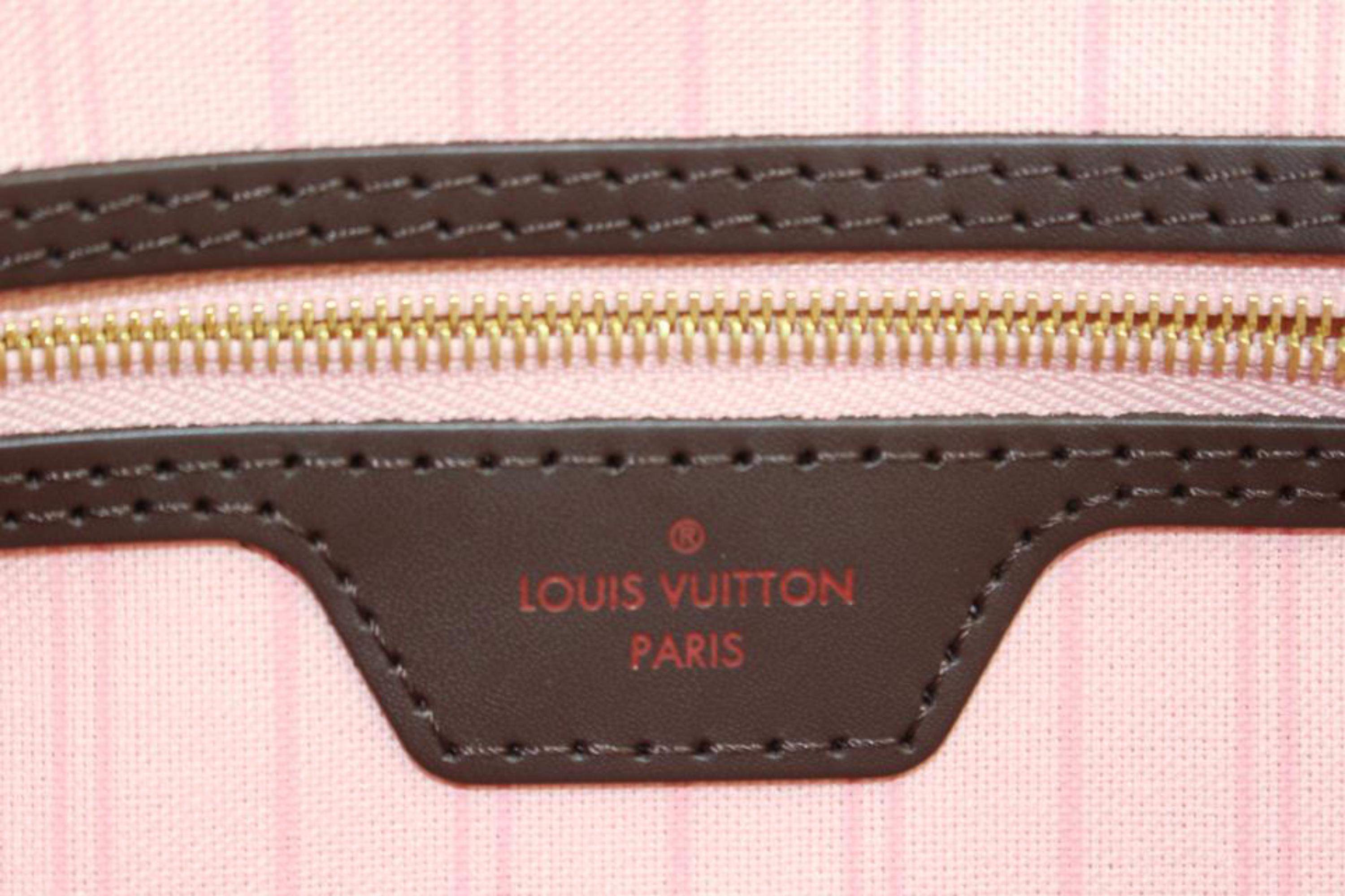Louis Vuitton Damier Ebene Ballerine Pink Neverfull MM Tote Bag 72lv225s For Sale 2