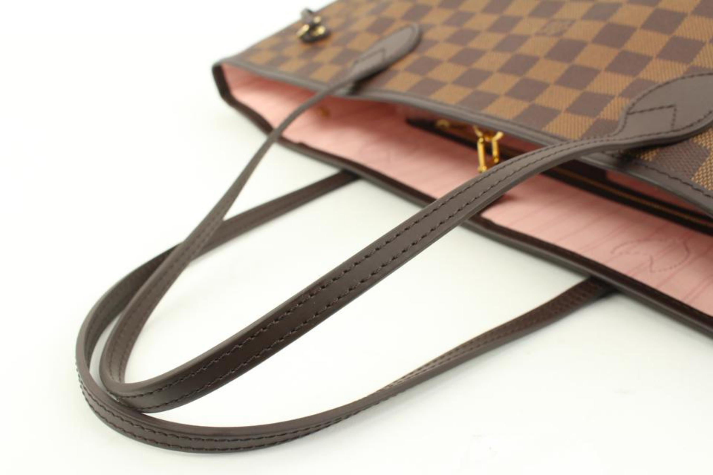 Women's Louis Vuitton Damier Ebene Ballerine Pink Neverfull MM Tote Bag 72lv225s For Sale