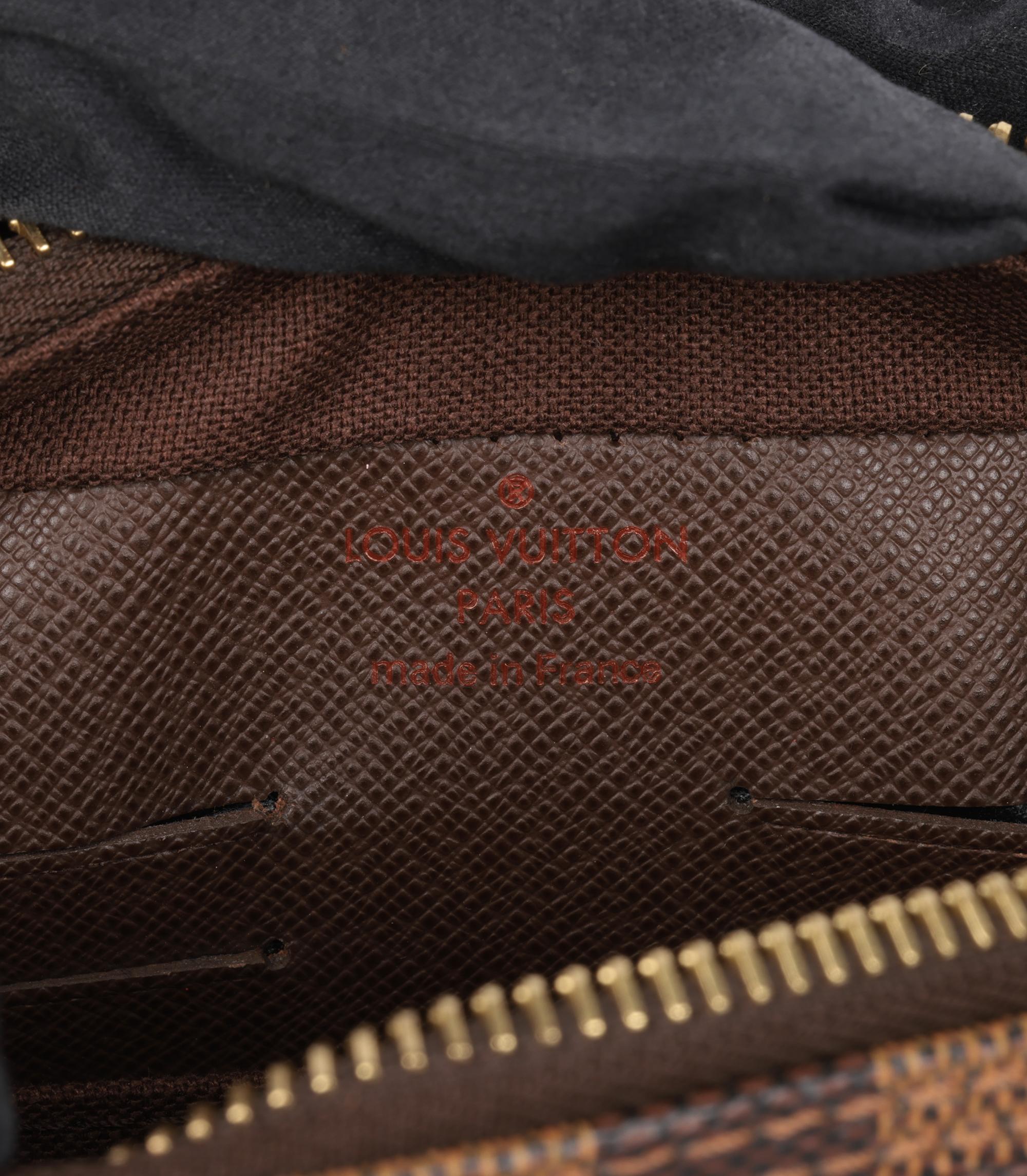 Louis Vuitton Damier Ebene & Brown Calfskin Leather Pochette Saint Paul im Angebot 3