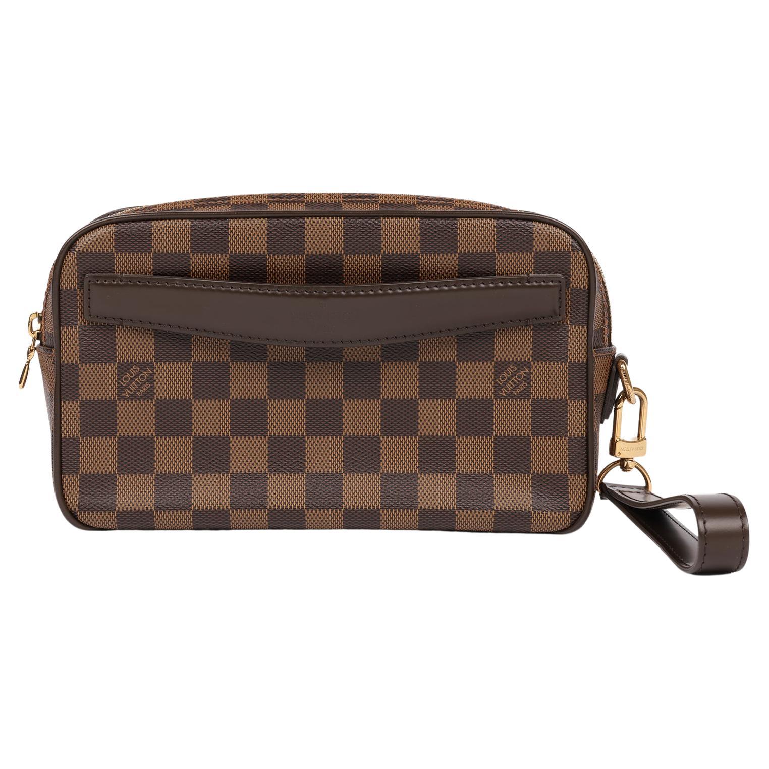 Louis Vuitton Damier Ebene & Brown Calfskin Leather Pochette Saint Paul im Angebot