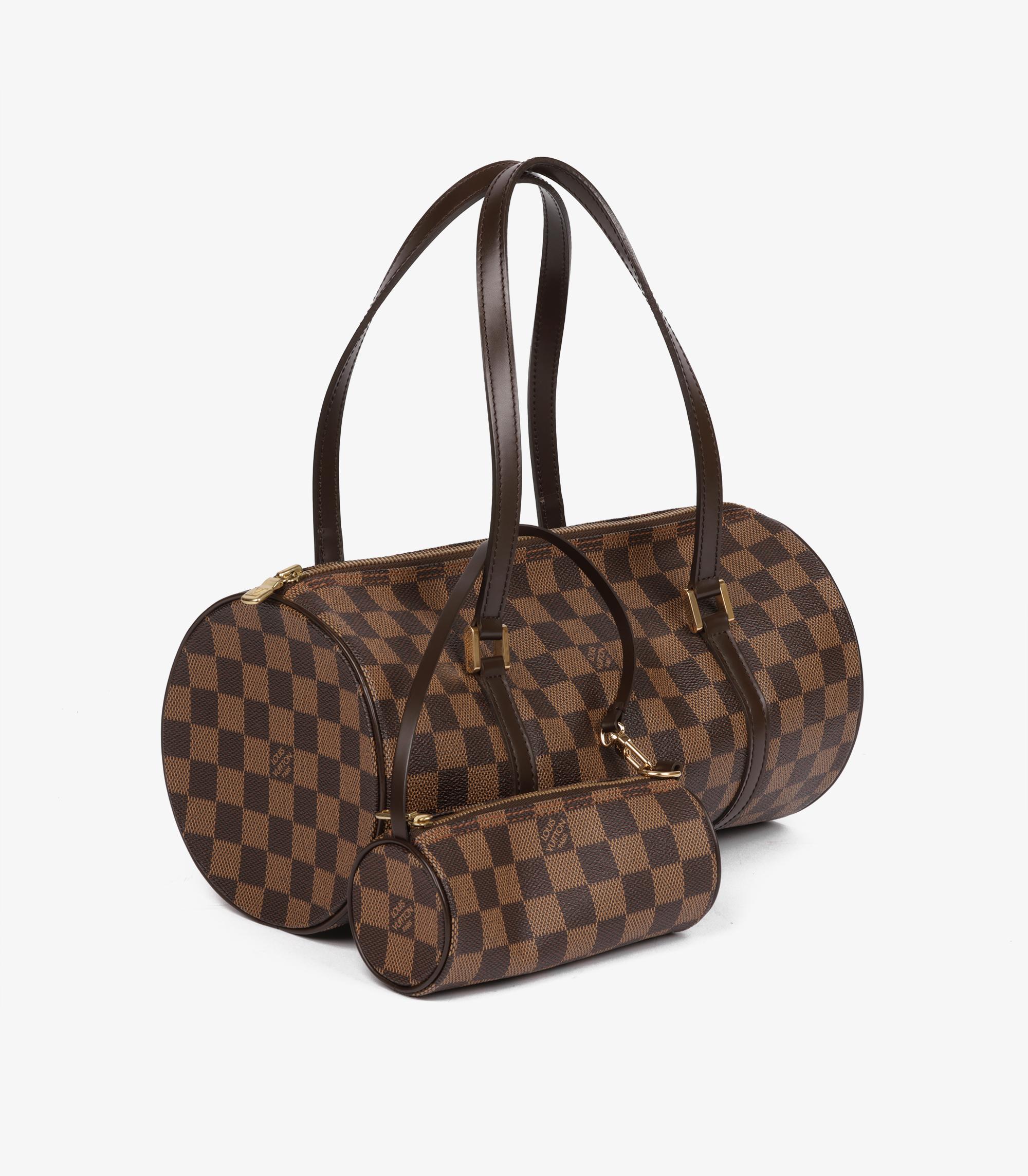 Gris Louis Vuitton Damier Ebene & Brown Calfskin Leather Vintage Papillon 30 en vente