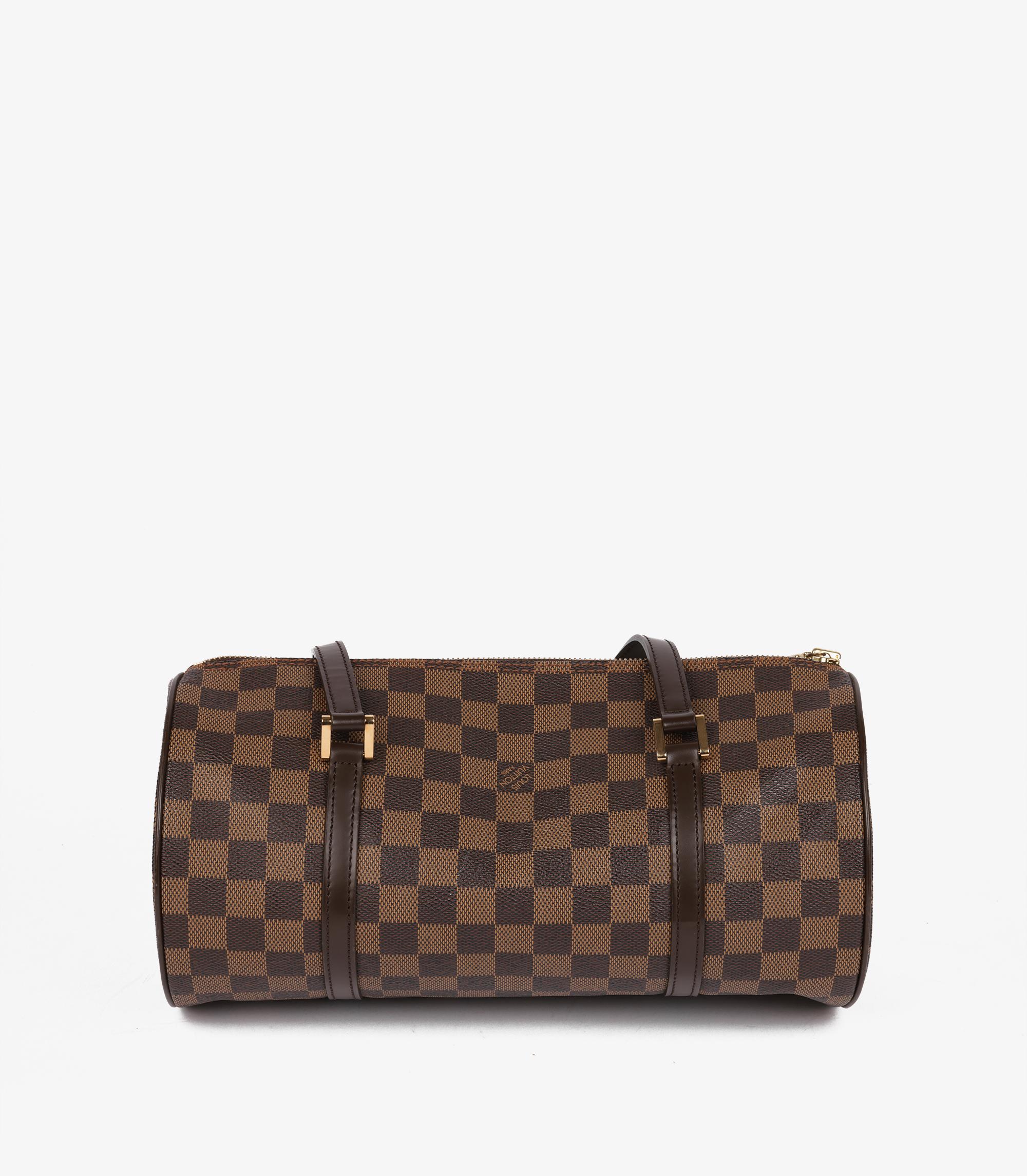 Louis Vuitton Damier Ebene & Brown Calfskin Leather Vintage Papillon 30 Unisexe en vente