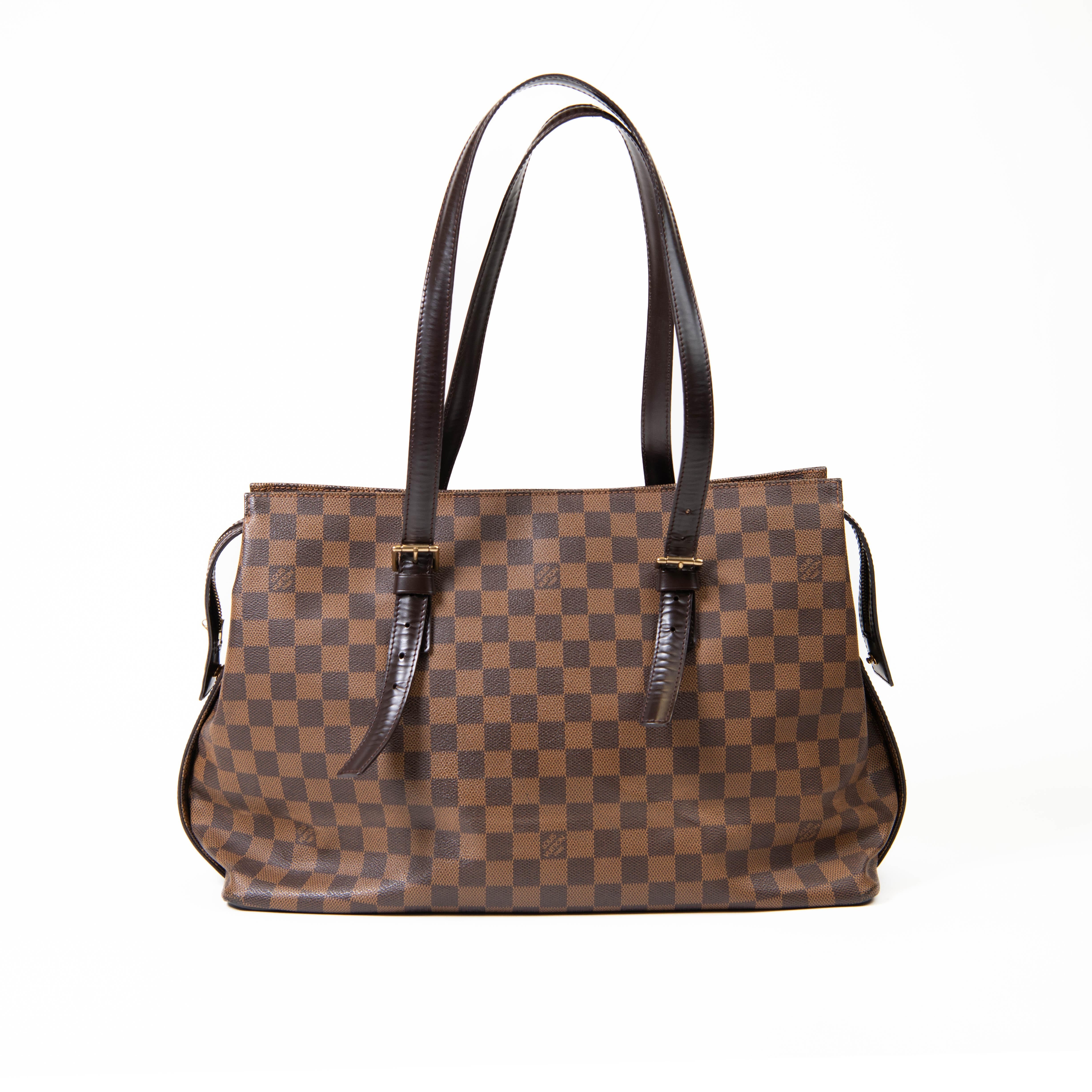 Black Louis Vuitton Damier Ebene Brown Canvas Chelsea Tote For Sale
