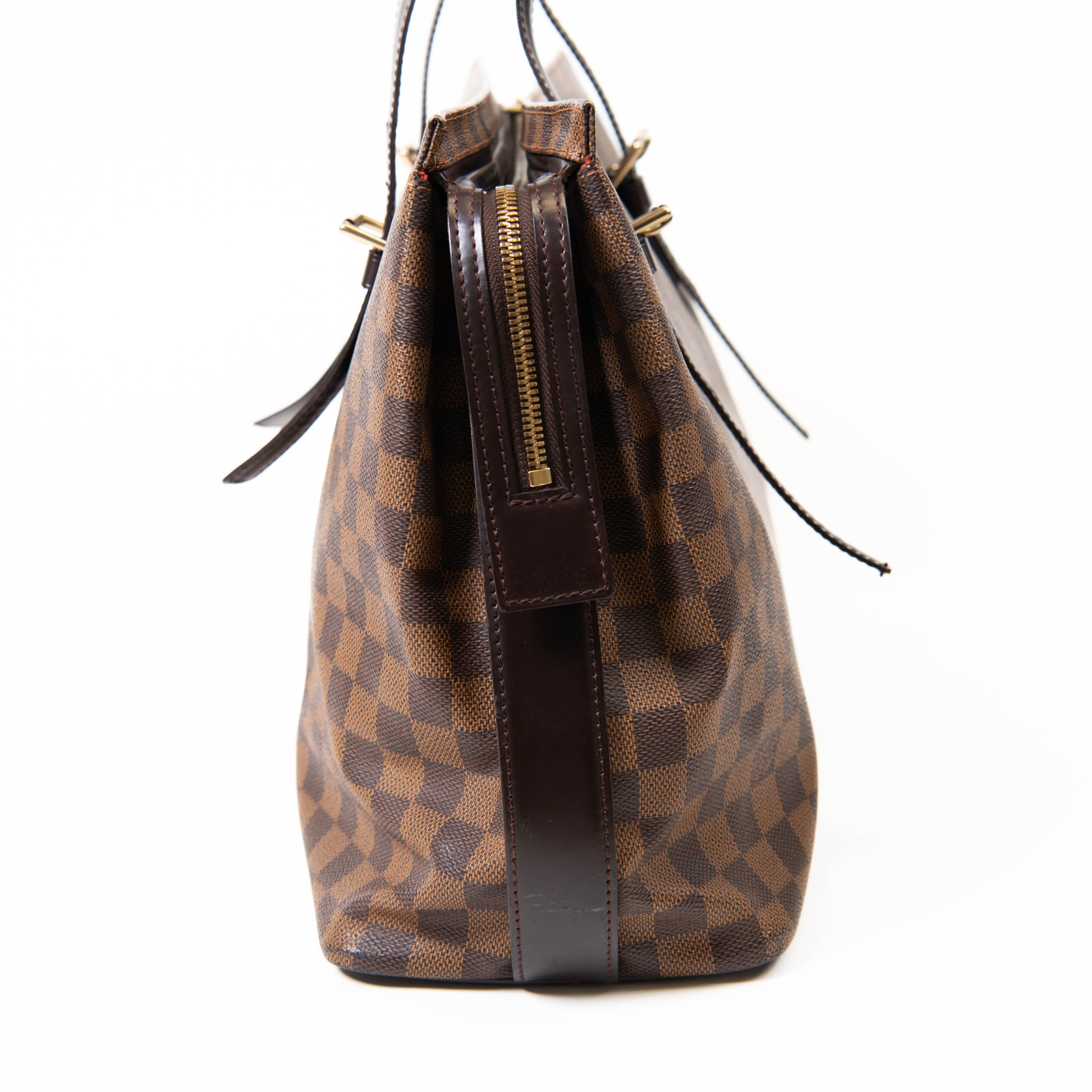 Louis Vuitton Damier Ebene Brown Canvas Chelsea Tote In Excellent Condition For Sale In Corona Del Mar, CA