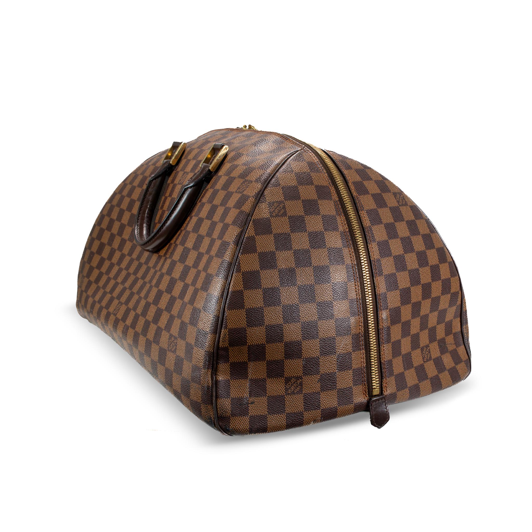 Marron Louis Vuitton Damier Ebene Brown Canvas Ribera GM Satchel Weekender Handbag en vente