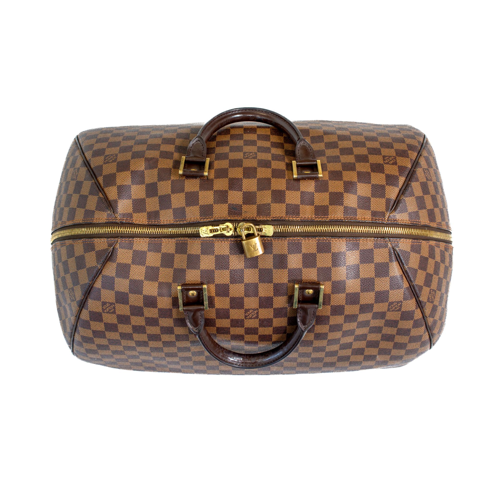 Louis Vuitton Damier Ebene Brown Canvas Ribera GM Satchel Weekender Handbag Excellent état - En vente à Houston, US