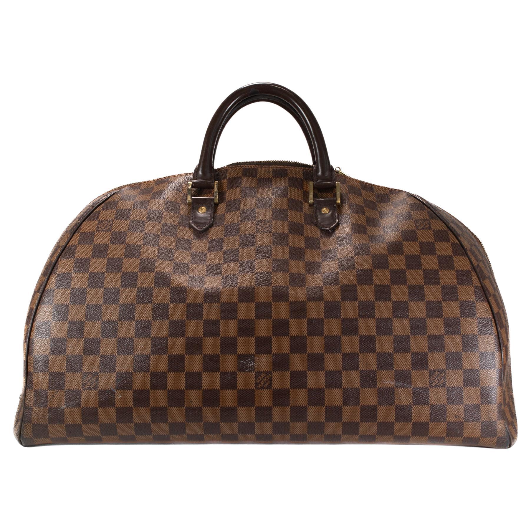 Louis Vuitton Damier Ebene Brown Canvas Ribera GM Satchel Weekender Handbag en vente