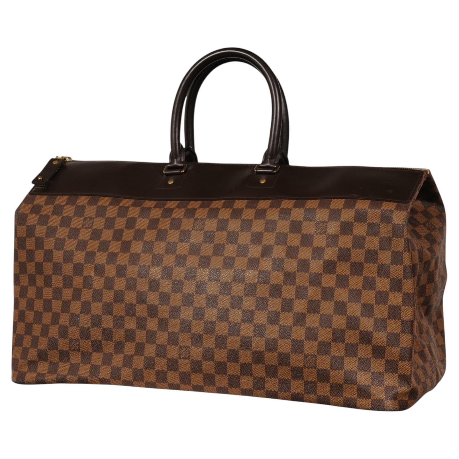 Louis Vuitton Damier Ebene Brown Tan Greenwich GM Carry On Travel Duffle Bag en vente