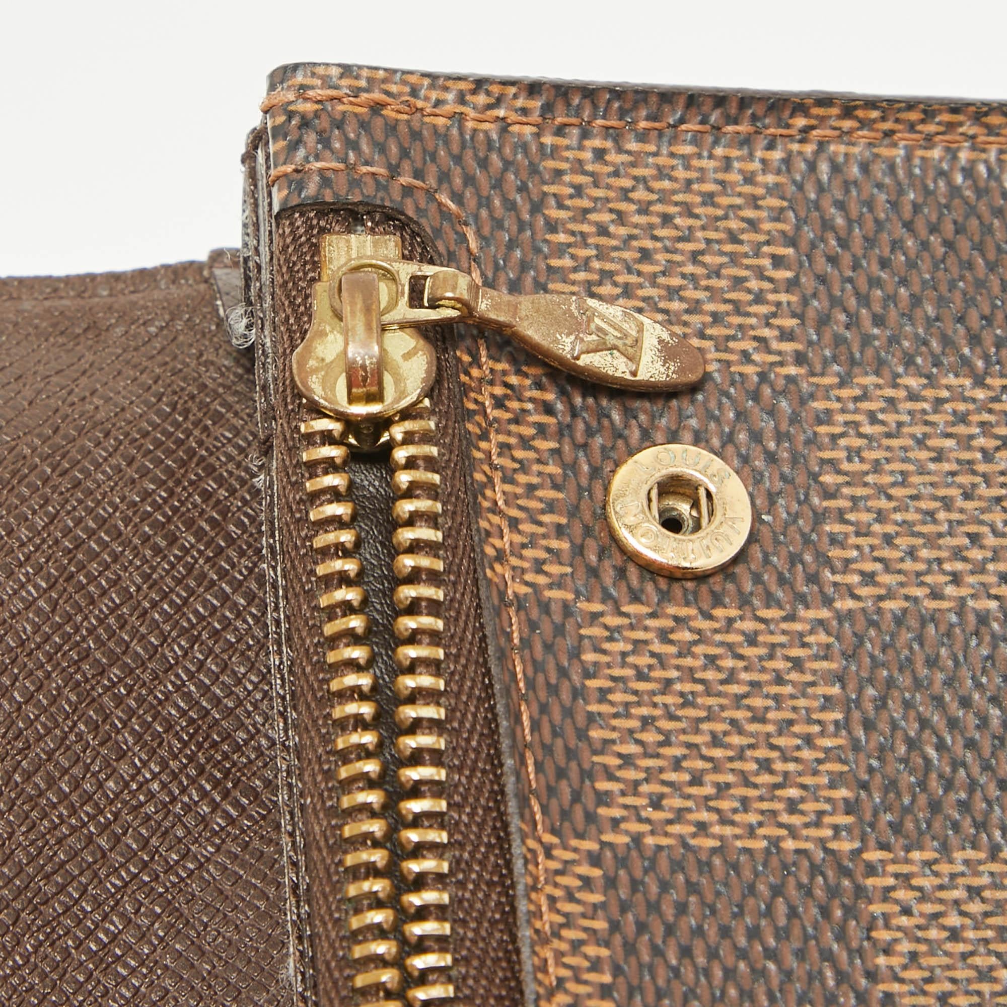 Louis Vuitton Damier Ebene Akzent-Brieftasche aus Segeltuch Accordeon im Angebot 7