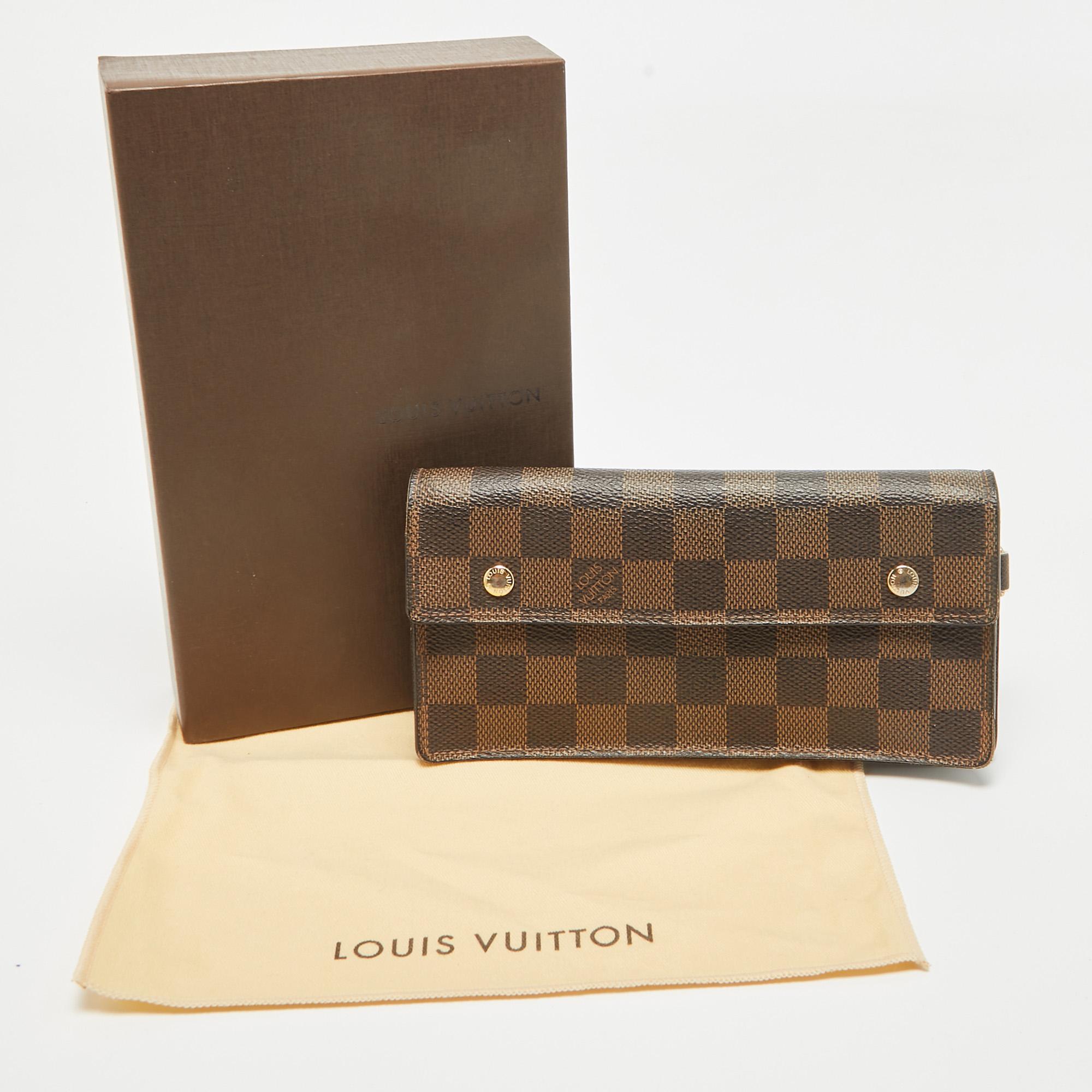 Louis Vuitton Damier Ebene Akzent-Brieftasche aus Segeltuch Accordeon im Angebot 8