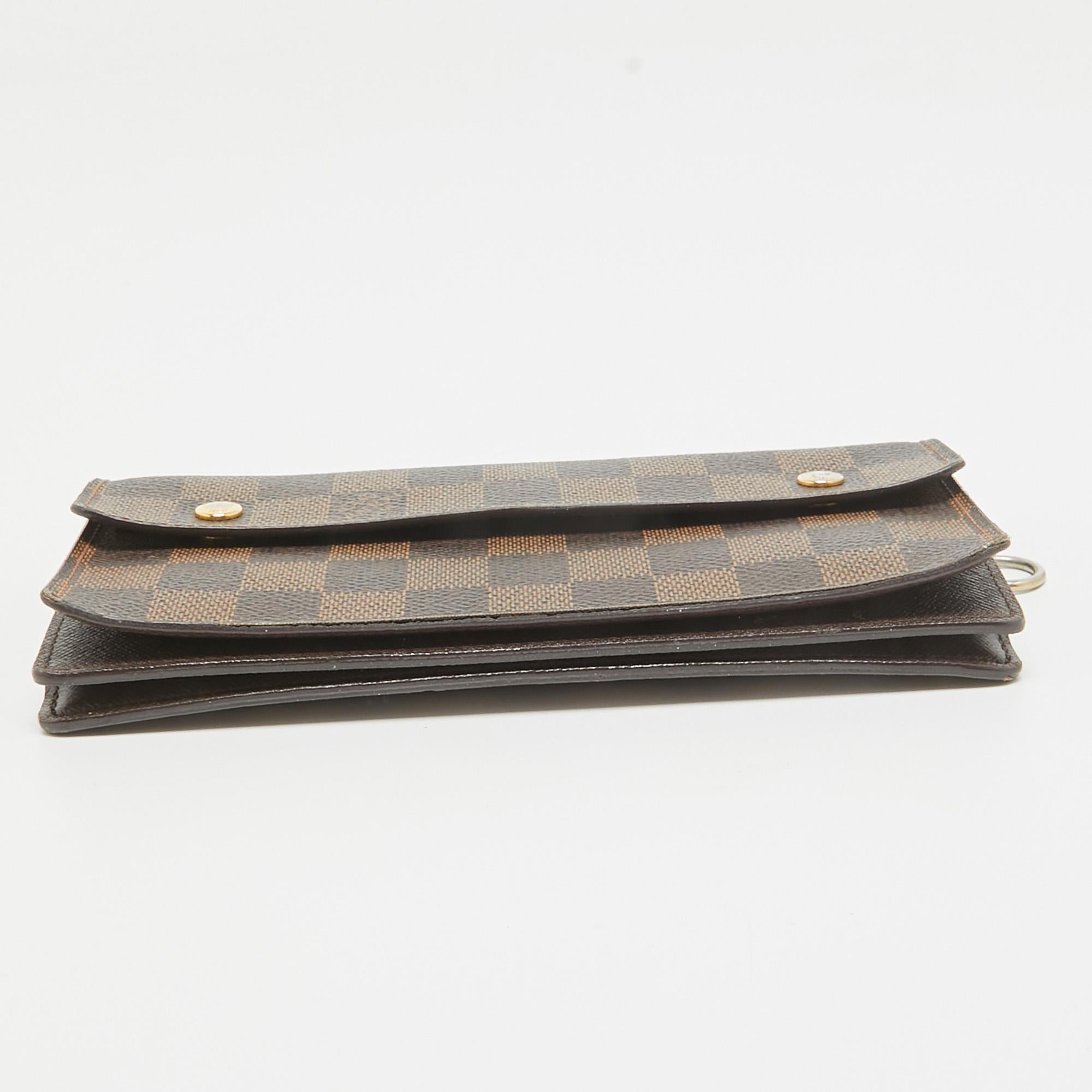Louis Vuitton Damier Ebene Akzent-Brieftasche aus Segeltuch Accordeon Damen im Angebot