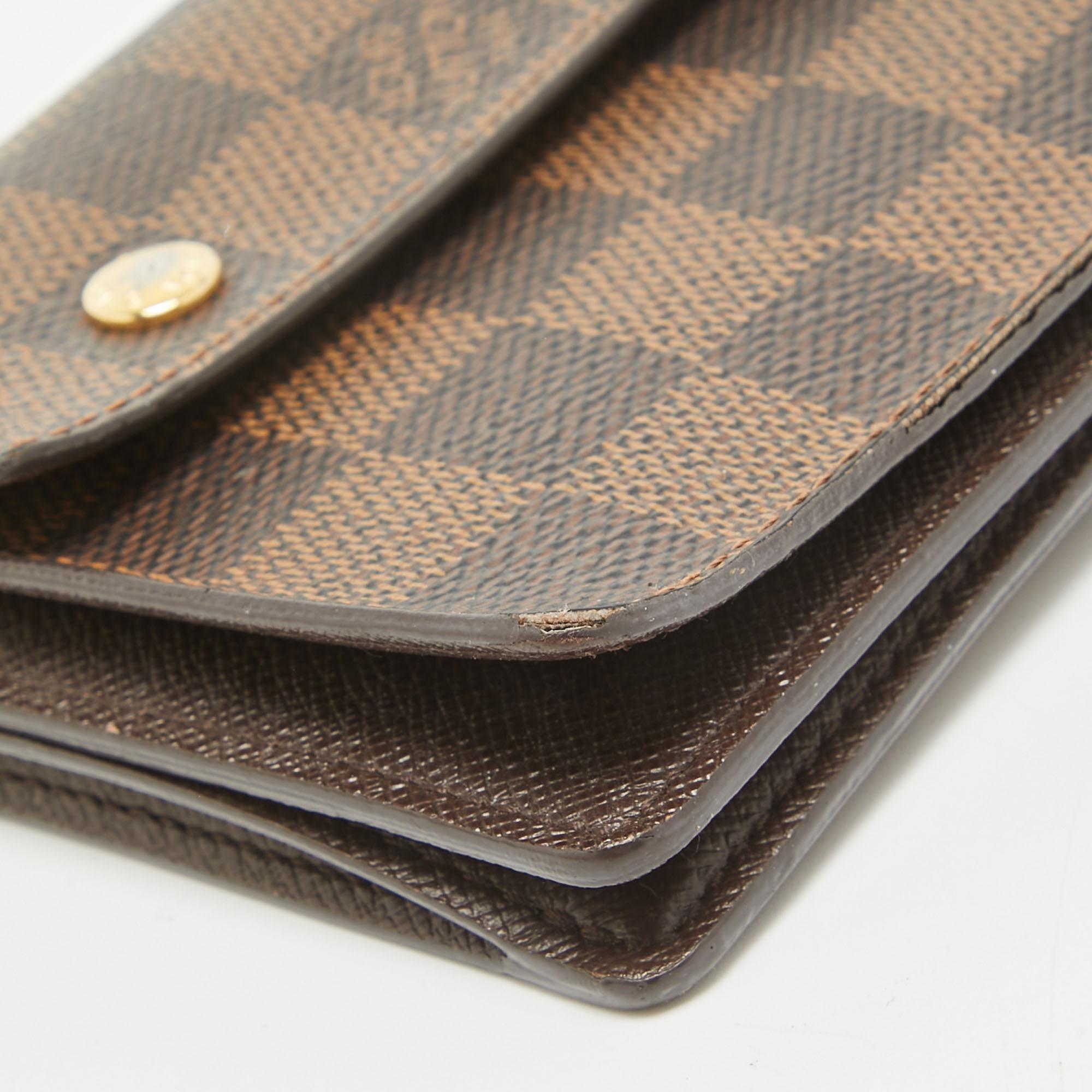Louis Vuitton Damier Ebene Akzent-Brieftasche aus Segeltuch Accordeon im Angebot 1
