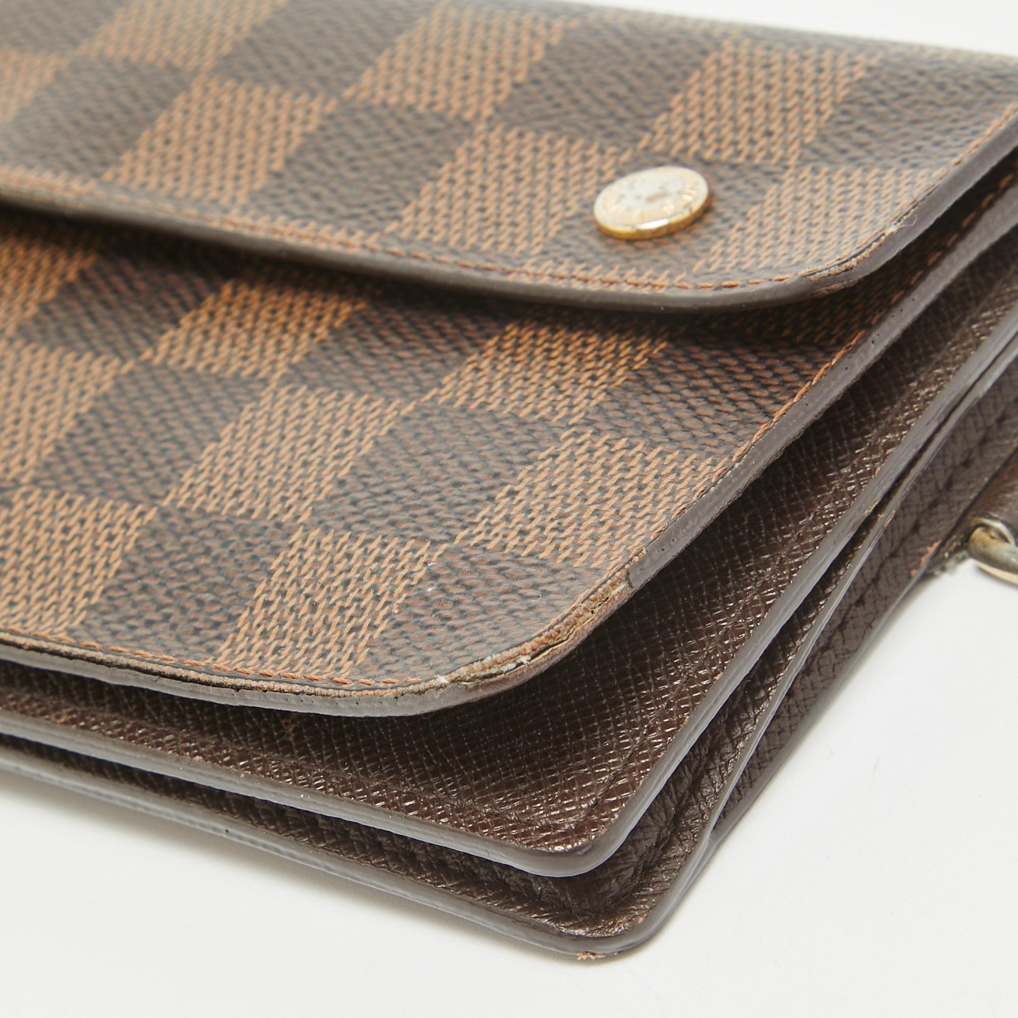 Louis Vuitton Damier Ebene Akzent-Brieftasche aus Segeltuch Accordeon im Angebot 2
