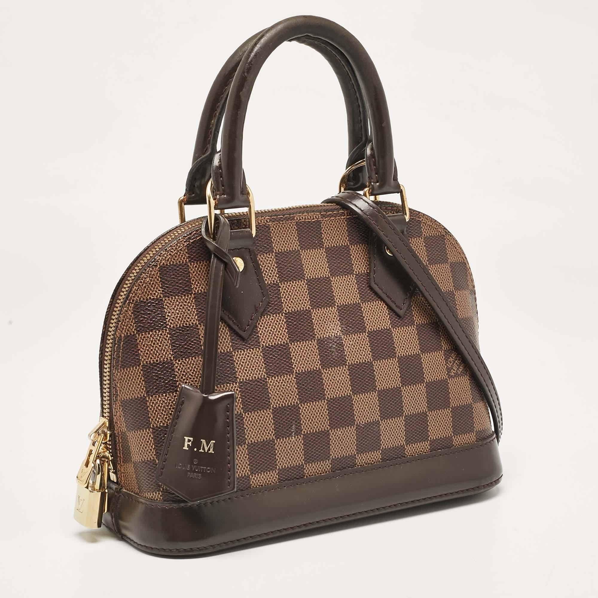 Marron Louis Vuitton - Sac Alma BB en toile damier ébène