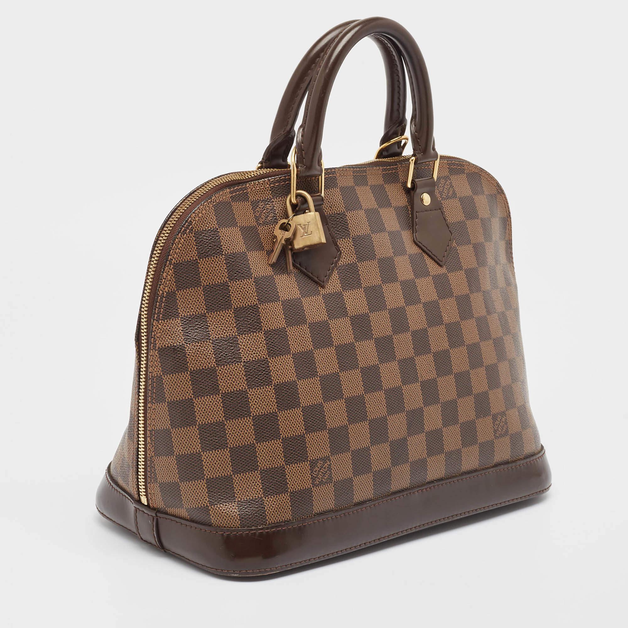 Brown Louis Vuitton Damier Ebene Canvas Alma PM Bag