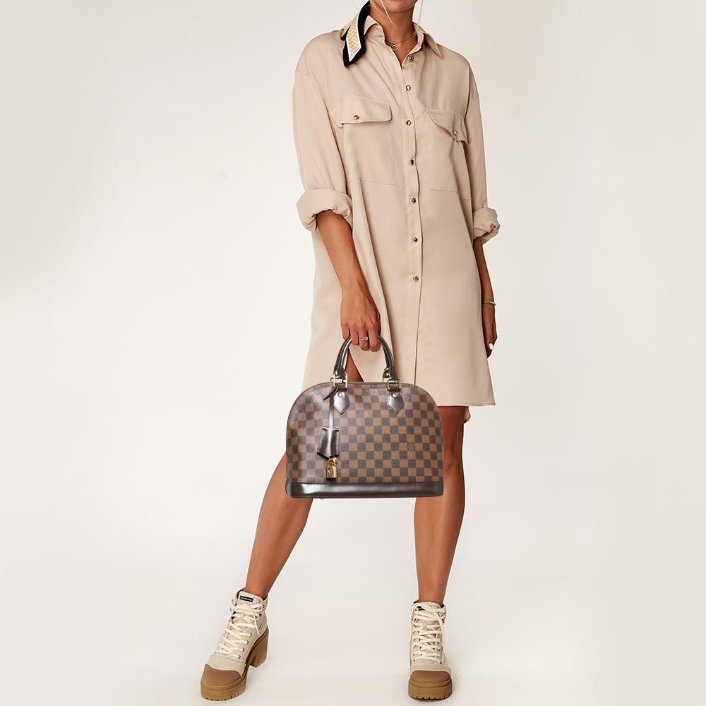 Brown Louis Vuitton Damier Ebene Canvas Alma PM Bag