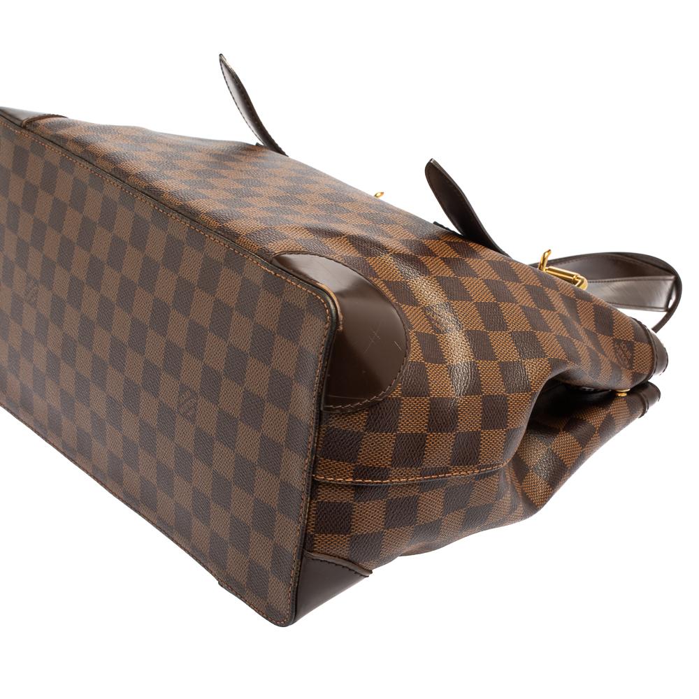 Louis Vuitton Damier Ebene Canvas and Leather Hampstead MM Bag In Good Condition In Dubai, Al Qouz 2