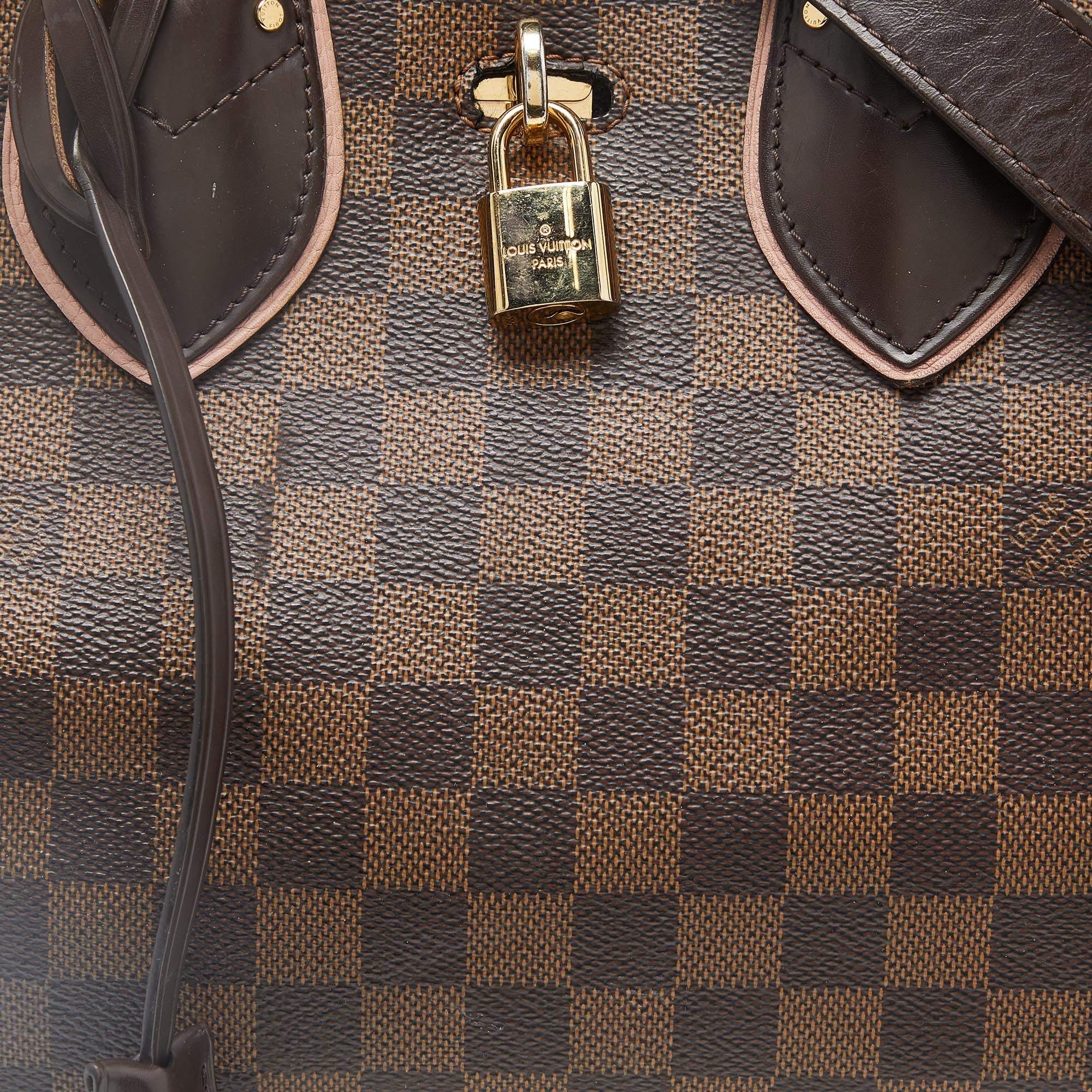 Louis Vuitton - Sac Normandie en toile et cuir damier ébène en vente 2
