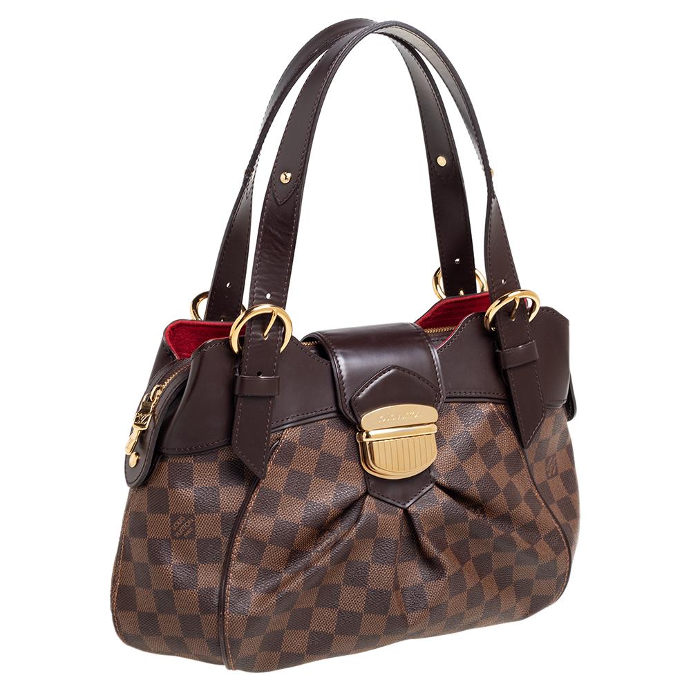 Louis Vuitton Damier Ebene Canvas and Leather Sistina PM Bag In Good Condition In Dubai, Al Qouz 2