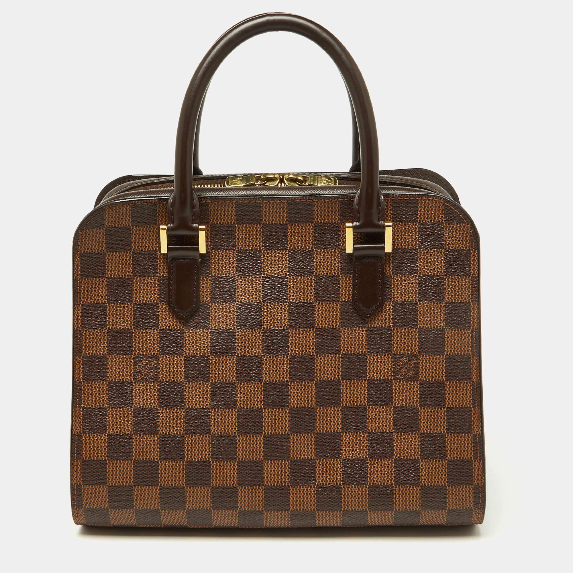 Bolso Triana Louis Vuitton Damier Ebene de lona y piel en Bueno estado para la venta en Dubai, Al Qouz 2