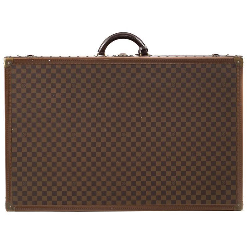Louis Vuitton Damier Ebene Canvas Anglais Alzer 80 Hardsided Luggage Trunk