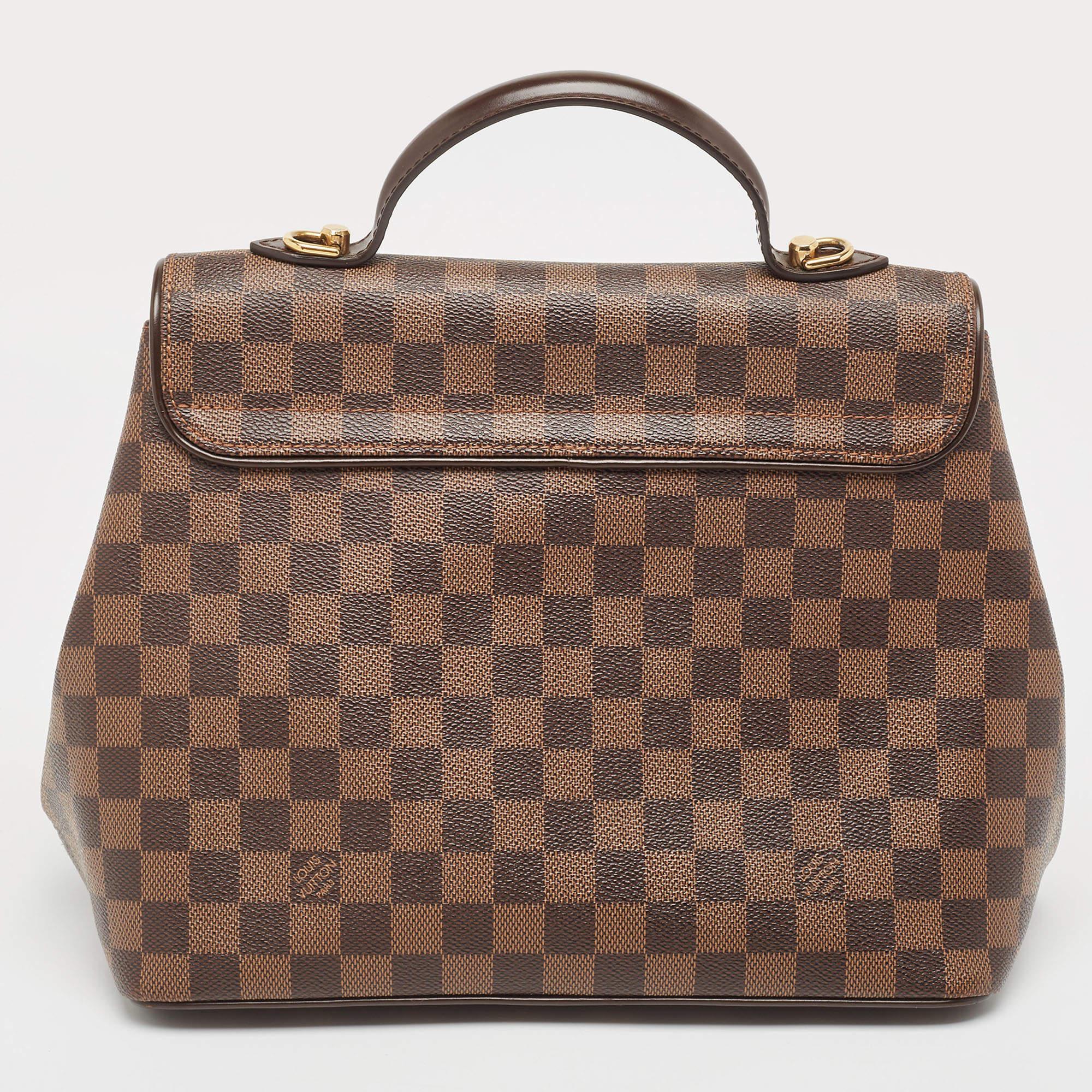 Louis Vuitton's Bergamo bag meets the expectations of what an investment-worthy bag looks like. This creation has been beautifully crafted from signature Damier Ebene canvas & leather and styled with a front flap that has a twist lock. The insides