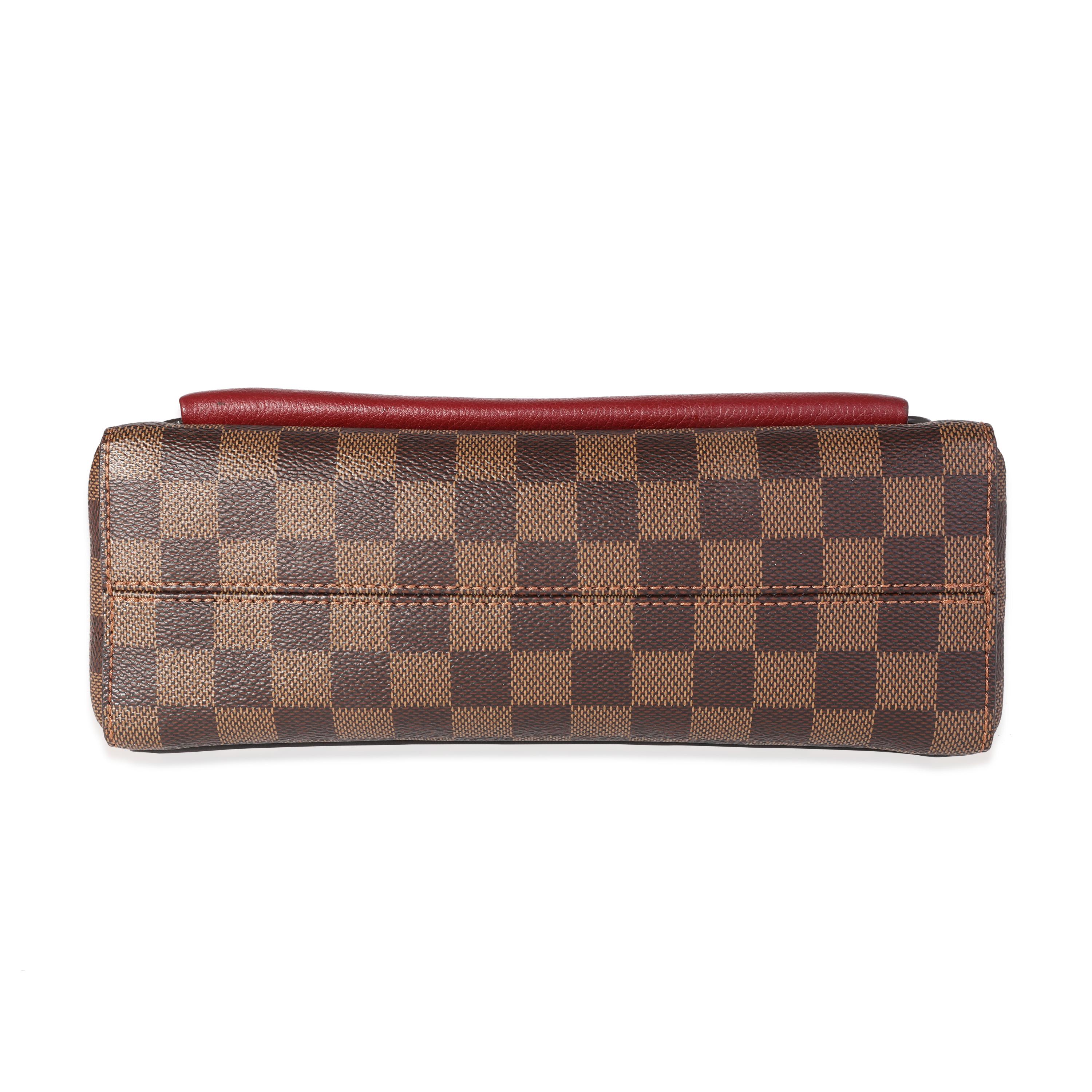 Louis Vuitton Damier Ebene Canvas & Bordeaux Calfskin Vavin PM In Excellent Condition In New York, NY