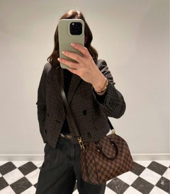 Louis Vuitton Damier Ebene Canvas & Brown Calfskin Leather Speedy 30 Bandoulière