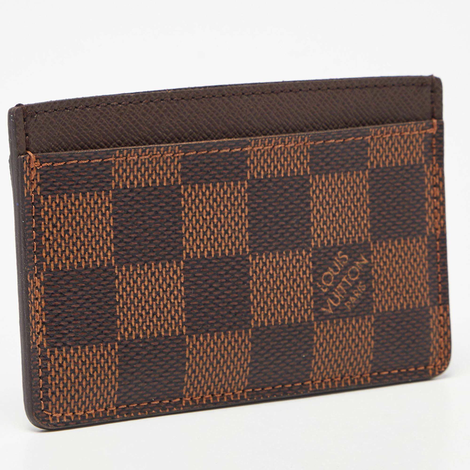 Louis Vuitton Damier Ebene Canvas Card Holder In Fair Condition In Dubai, Al Qouz 2