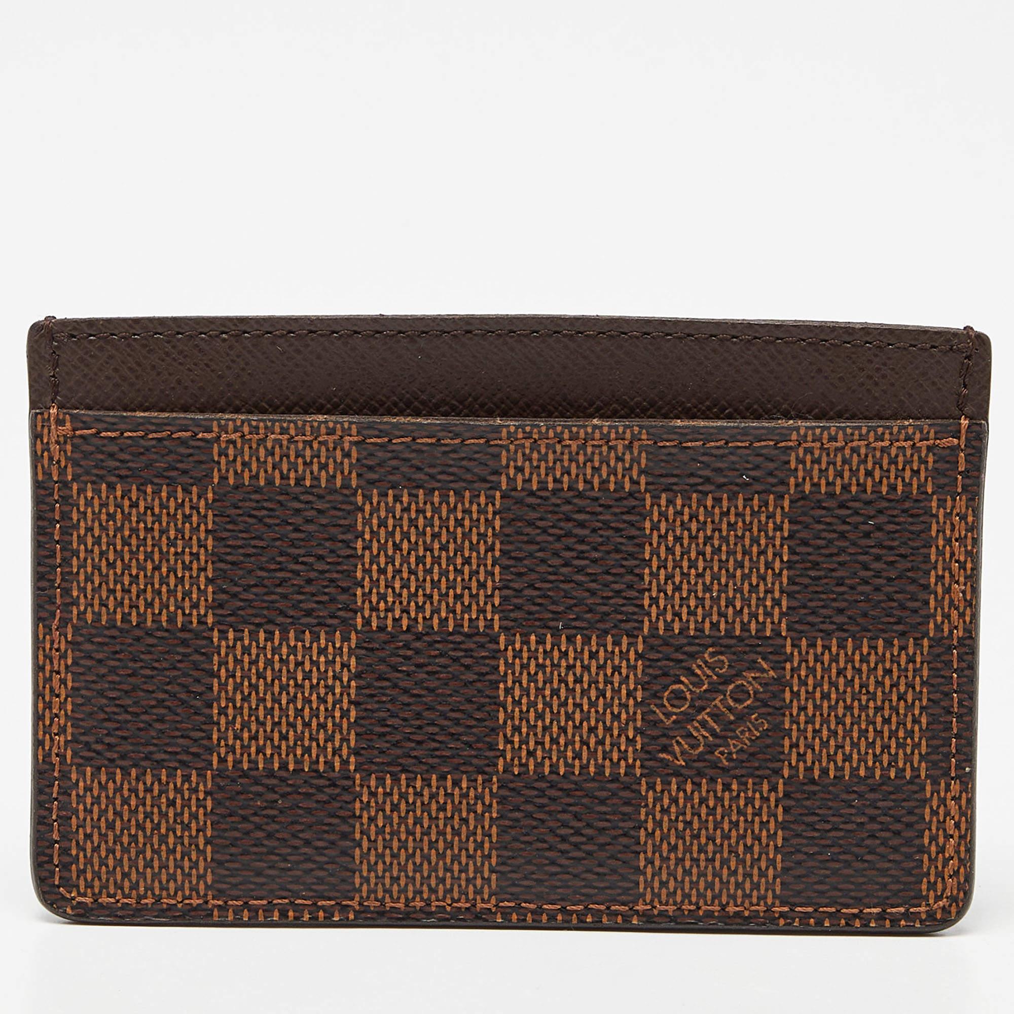 Women's Louis Vuitton Damier Ebene Canvas Card Holder