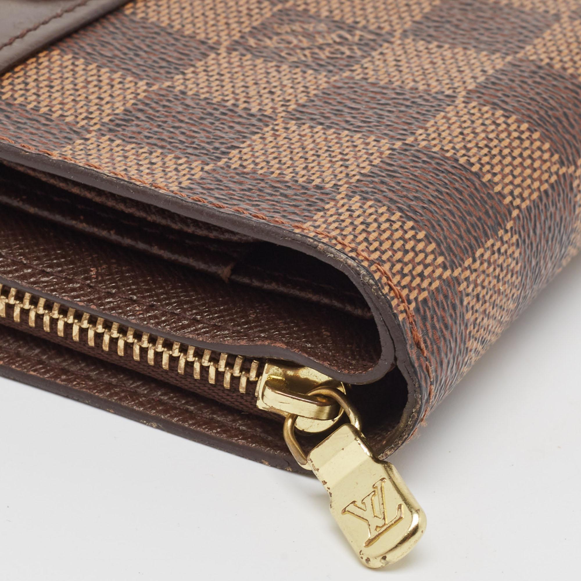 Louis Vuitton Damier Ebene Canvas Compact Zippy Wallet For Sale 6
