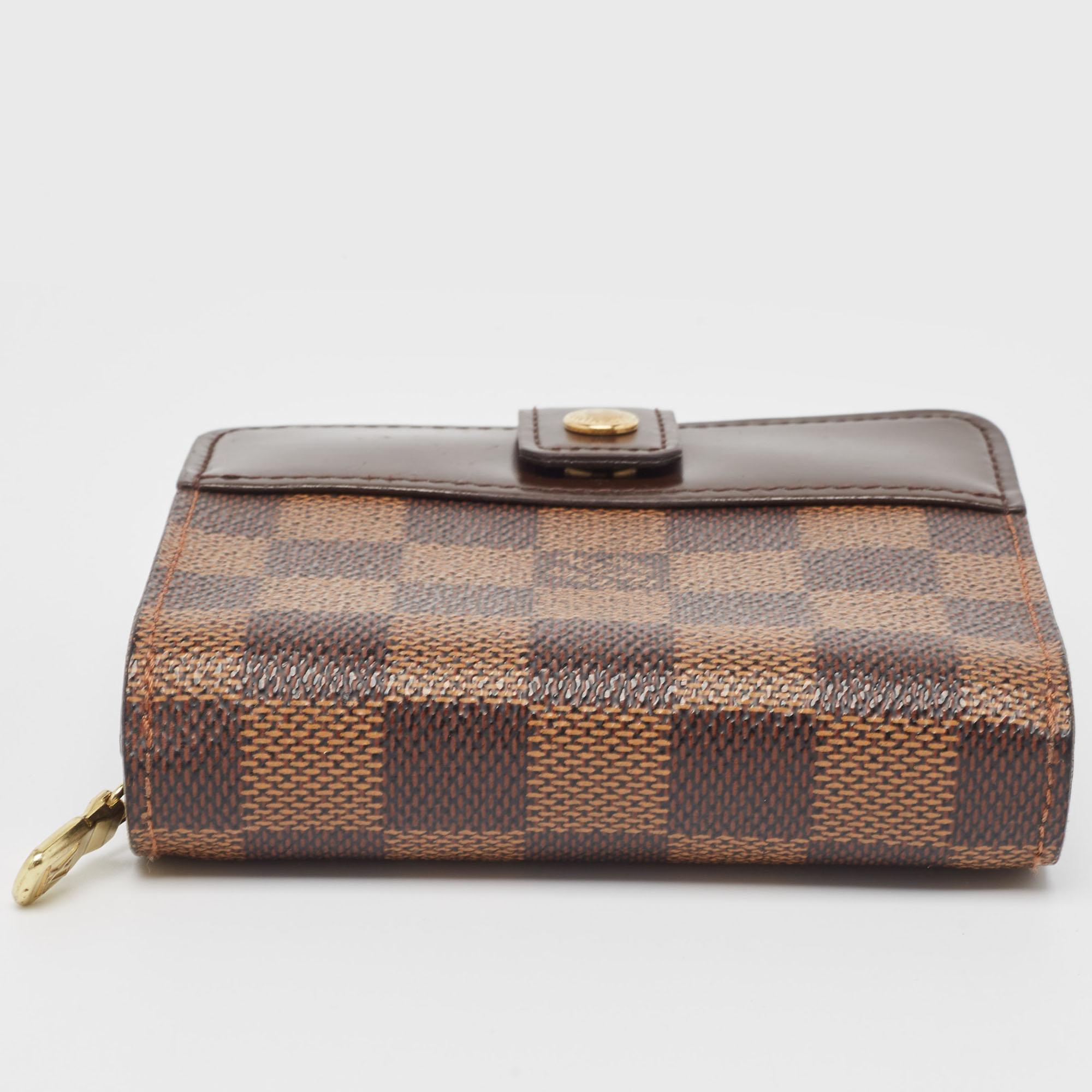 Louis Vuitton Damier Ebene Canvas Compact Zippy Brieftasche im Angebot 7