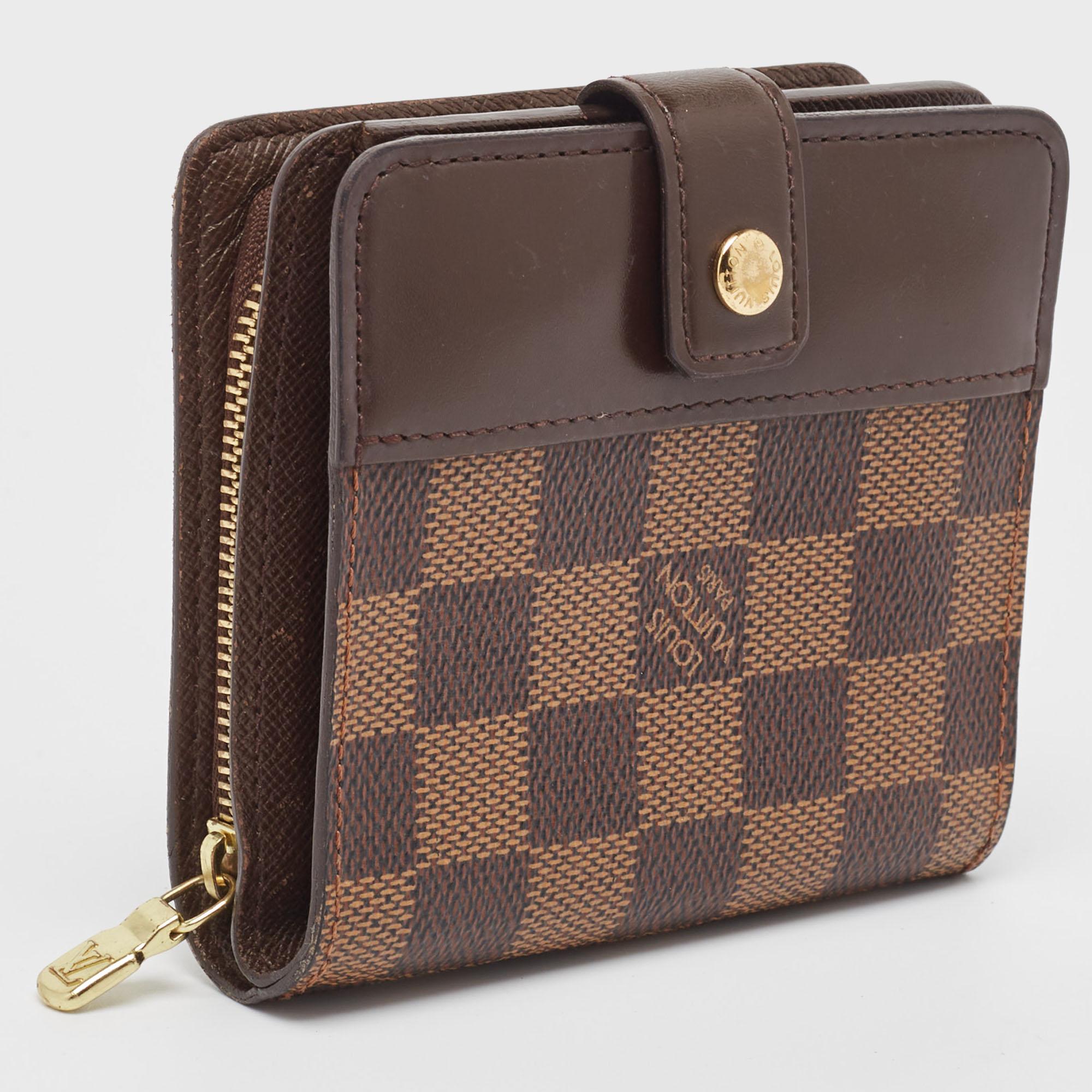 Louis Vuitton Damier Ebene Canvas Compact Zippy Brieftasche im Angebot 8