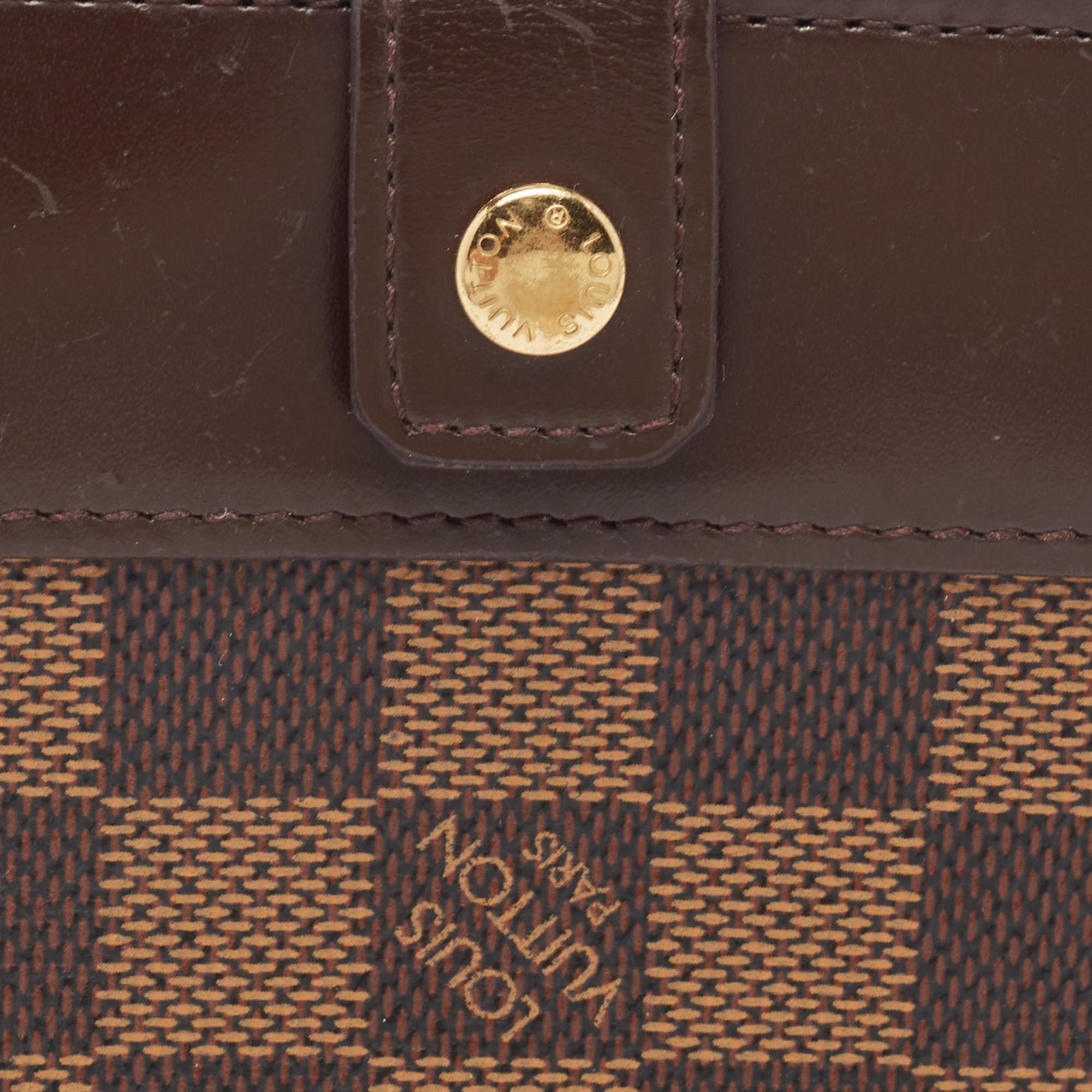 Louis Vuitton Damier Ebene Canvas Compact Zippy Wallet For Sale 9