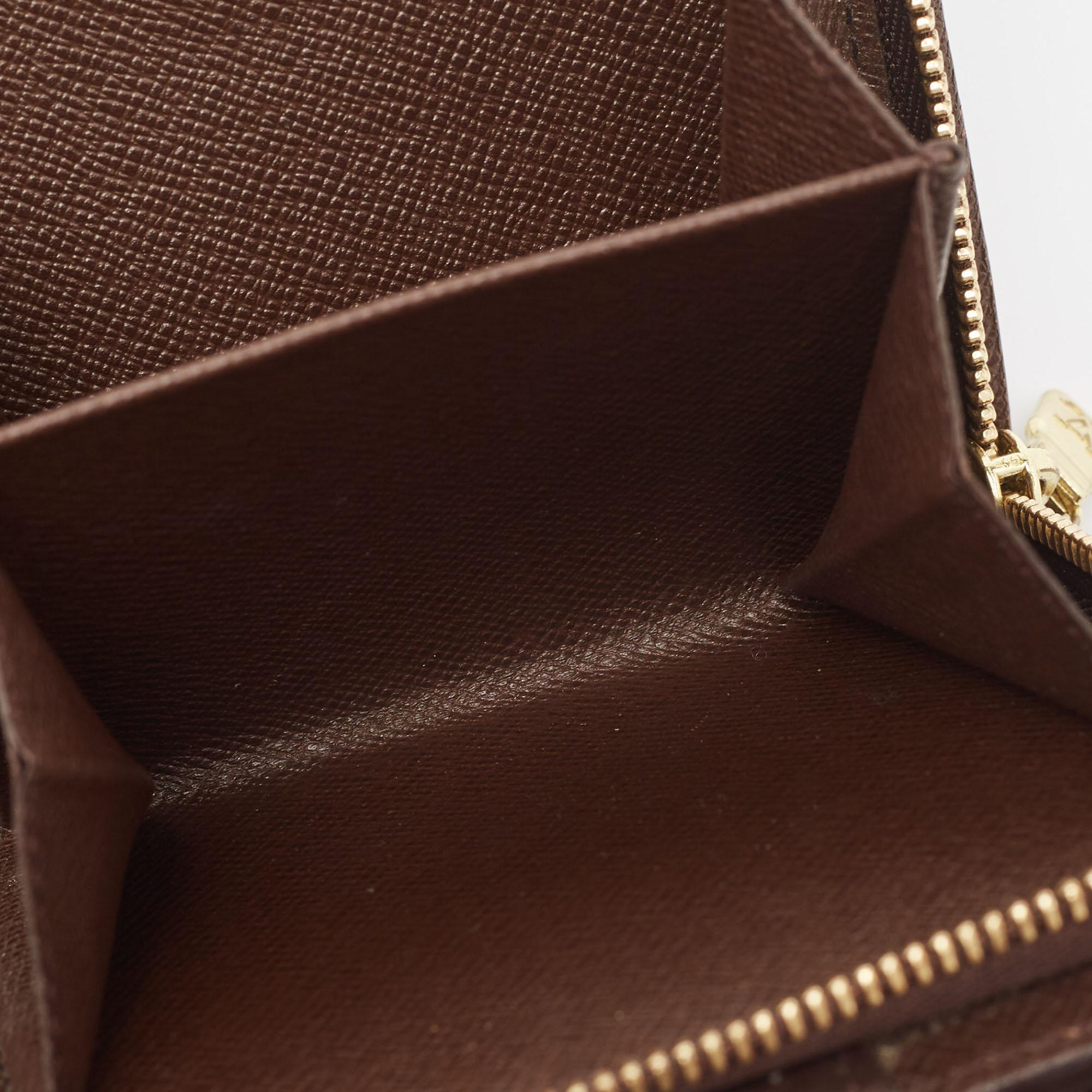 Louis Vuitton Damier Ebene Canvas Compact Zippy Wallet For Sale 4